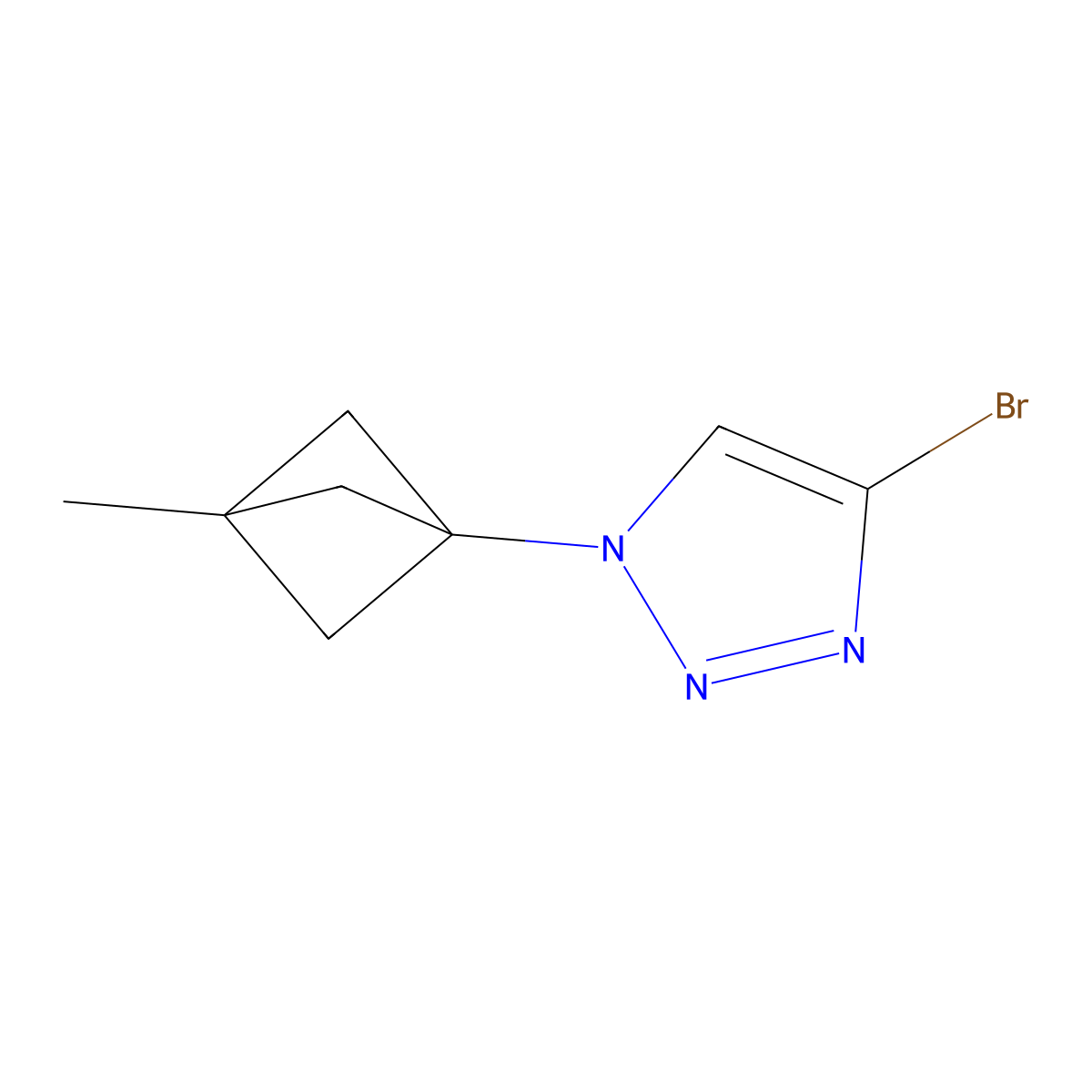 4-bromo-1-(3-methylbicyclo[1.1.1]pentan-1-yl)-1H-1,2,3-triazole molecular structure, CAS 2697156-69-5
