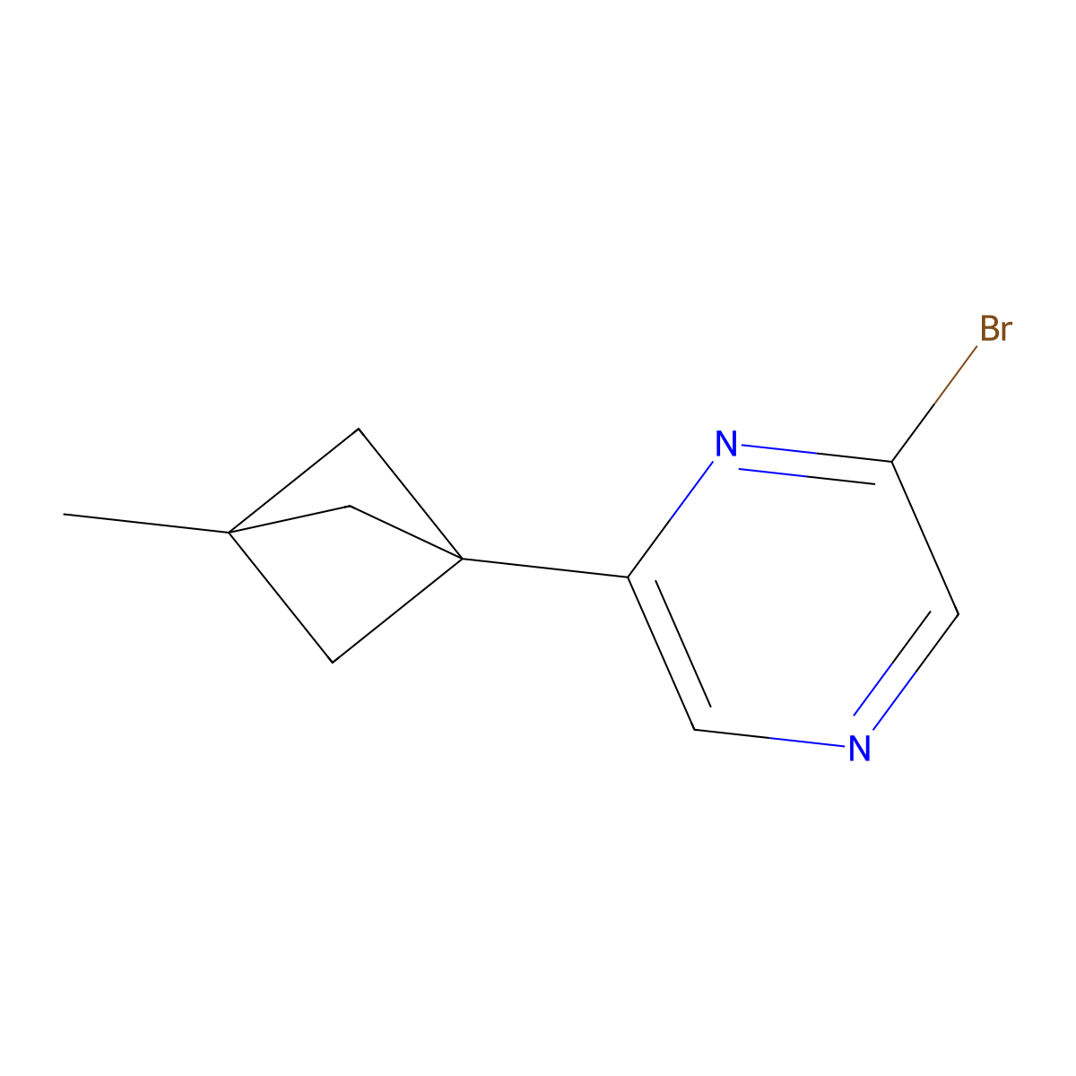 2-Bromo-6-(3-methylbicyclo[1.1.1]pentan-1-yl)pyrazine molecular structure, CAS 2697156-70-8