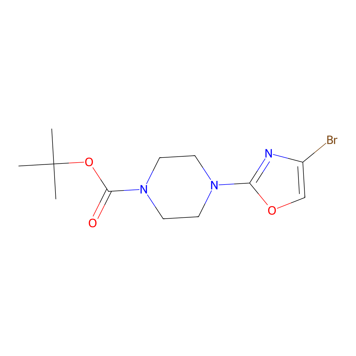 Tert-butyl 4-(4-bromooxazol-2-yl)piperazine-1-carboxylate molecular structure, CAS 2697156-73-1