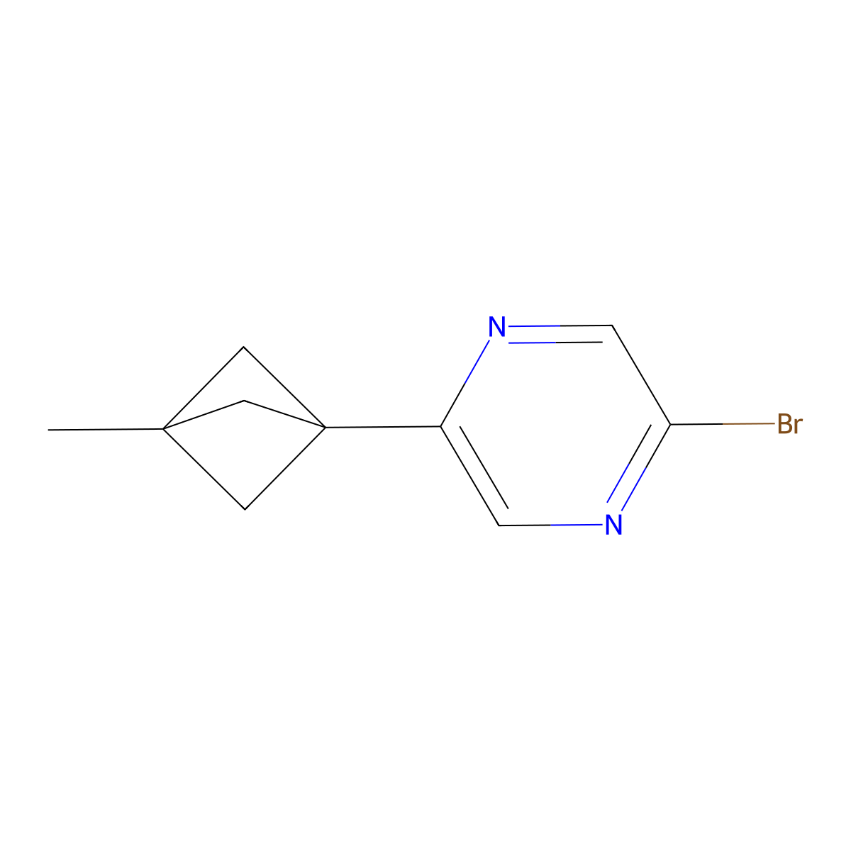 2-Bromo-5-(3-methylbicyclo[1.1.1]pentan-1-yl)pyrazine molecular structure, CAS 2697162-29-9