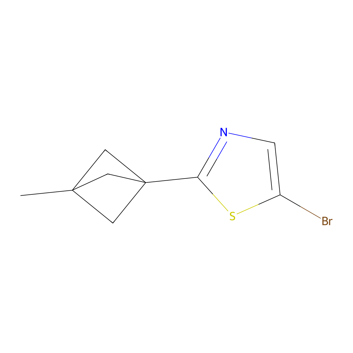 5-Bromo-2-(3-methylbicyclo[1.1.1]pentan-1-yl)thiazole molecular structure, CAS 2697162-30-2