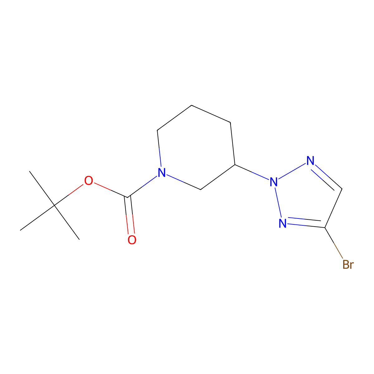 tert-butyl 3-(4-bromo-2H-1,2,3-triazol-2-yl)piperidine-1-carboxylate molecular structure, CAS 2697162-33-5