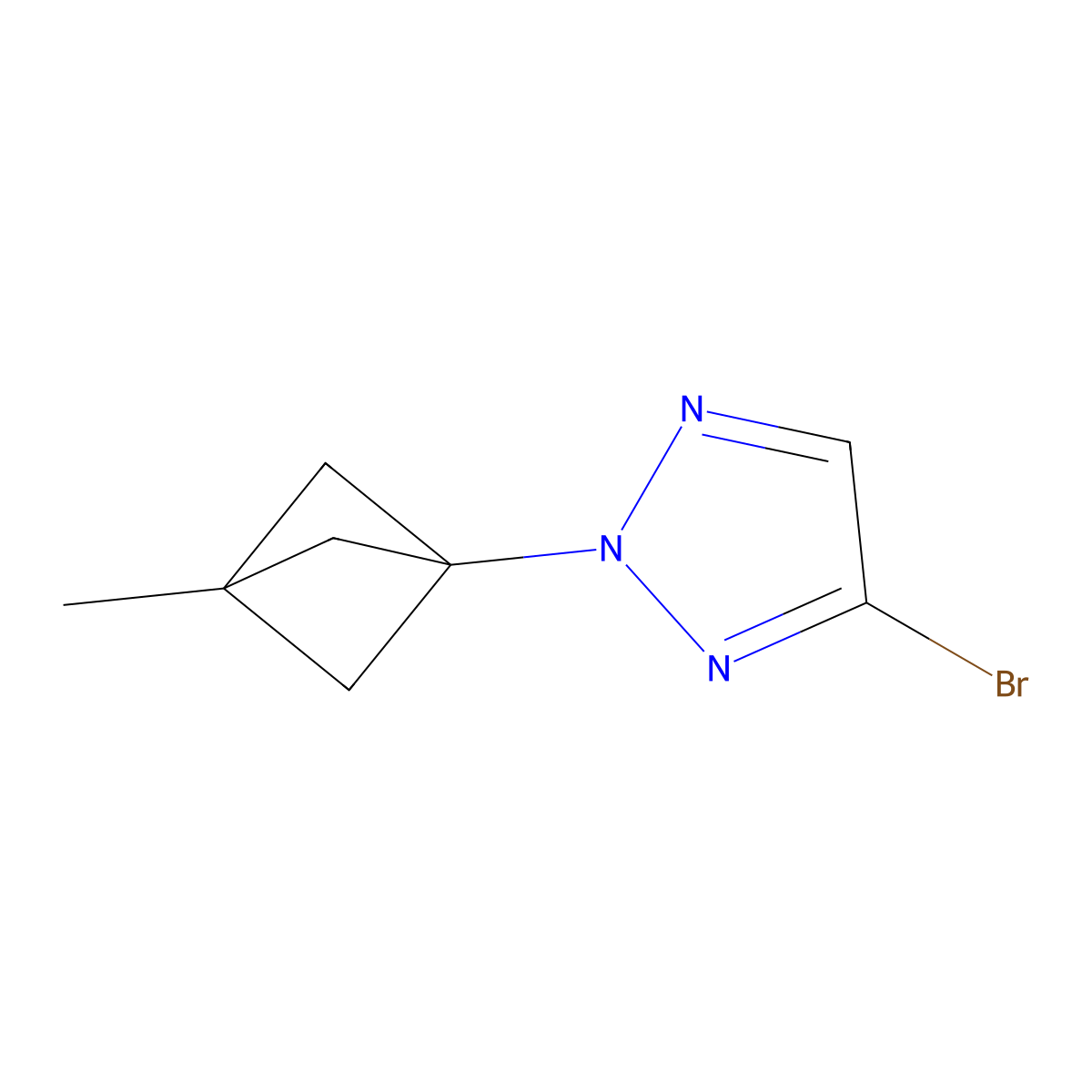 4-bromo-2-(3-methylbicyclo[1.1.1]pentan-1-yl)-2H-1,2,3-triazole molecular structure, CAS 2697162-36-8