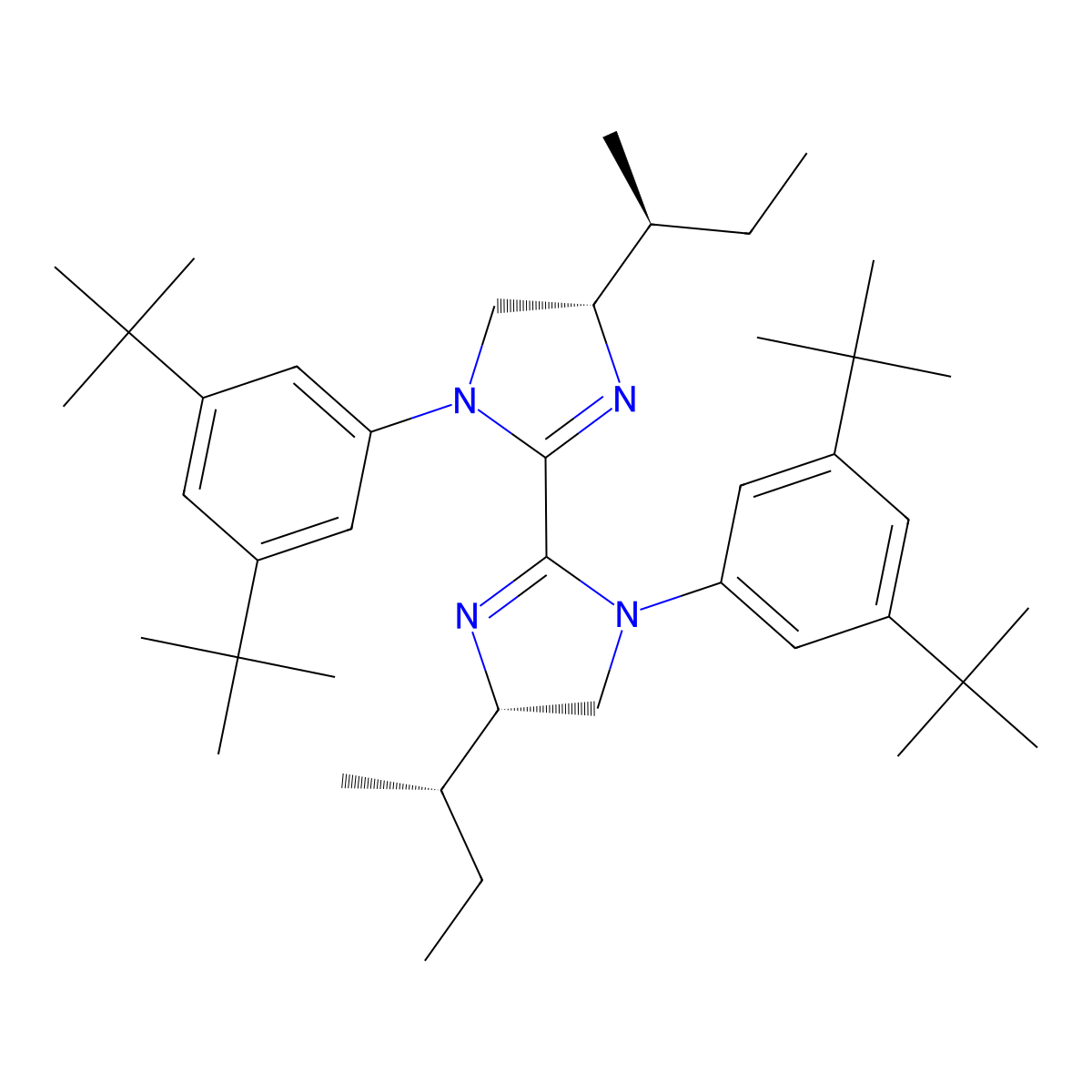 (4S,4'S)-4,4'-Di((S)-sec-butyl)-1,1'-bis(3,5-di-tert-butylphenyl)-4,4',5,5'-tetrahydro-1H,1'H-2,2'-biimidazole molecular structure, CAS 2697181-90-9