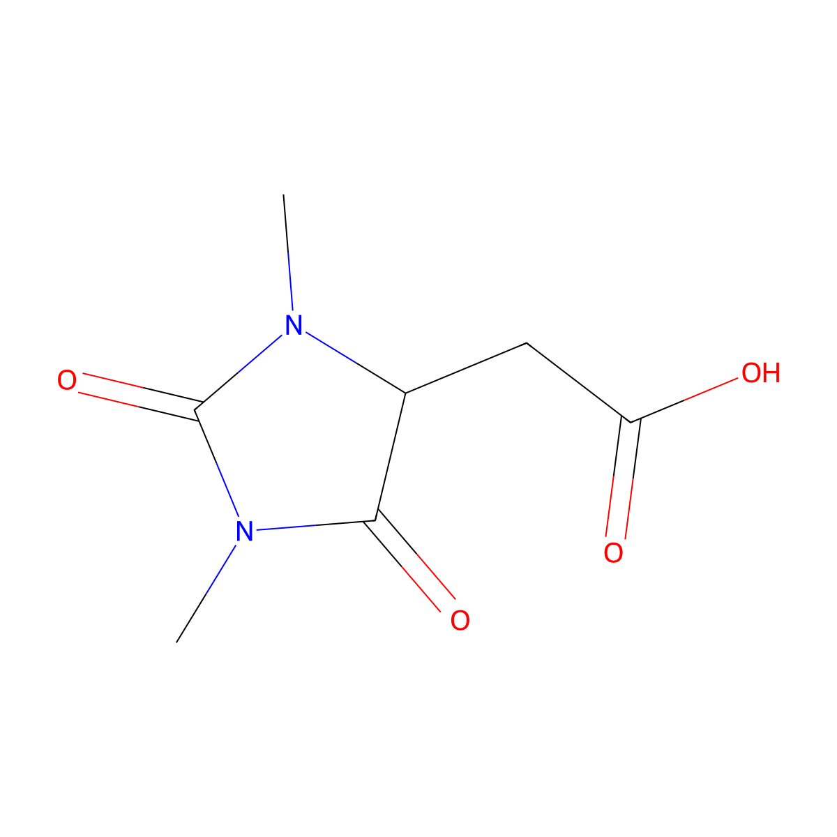 (1,3-Dimethyl-2,5-dioxoimidazolidin-4-yl)acetic acid molecular structure, CAS 26972-48-5