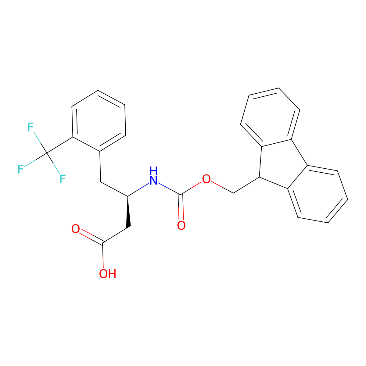 (R)-3-((((9H-fluoren-9-yl)methoxy)carbonyl)amino)-4-(2-(trifluoromethyl)phenyl)butanoic acid molecular structure, CAS 269726-72-9