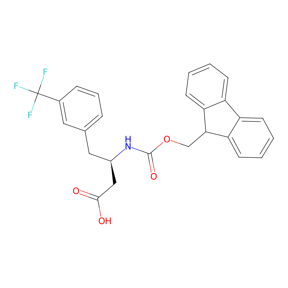 (R)-3-((((9H-fluoren-9-yl)methoxy)carbonyl)amino)-4-(3-(trifluoromethyl)phenyl)butanoic acid molecular structure, CAS 269726-75-2