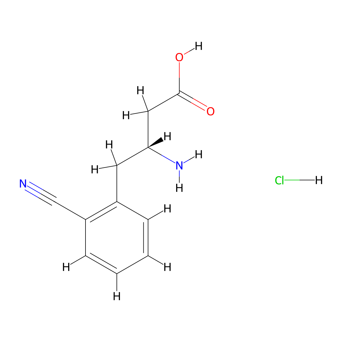 (R)-3-Amino-4-(2-cyanophenyl)butanoic acid hydrochloride molecular structure, CAS 269726-79-6
