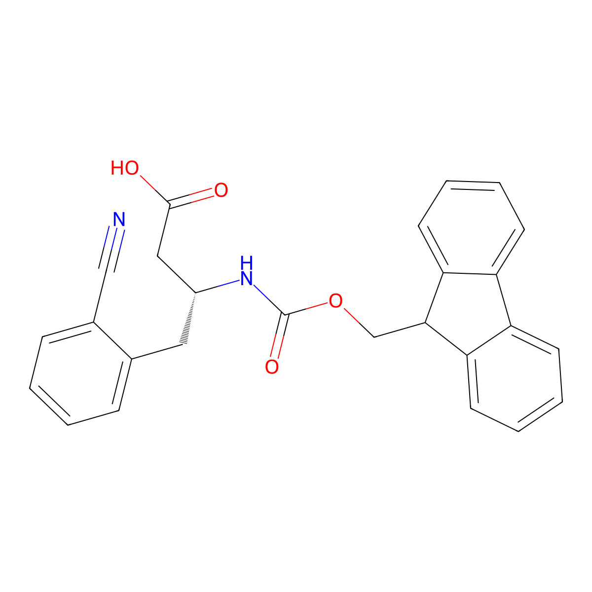 (R)-3-((((9H-Fluoren-9-yl)methoxy)carbonyl)amino)-4-(2-cyanophenyl)butanoic acid molecular structure, CAS 269726-81-0
