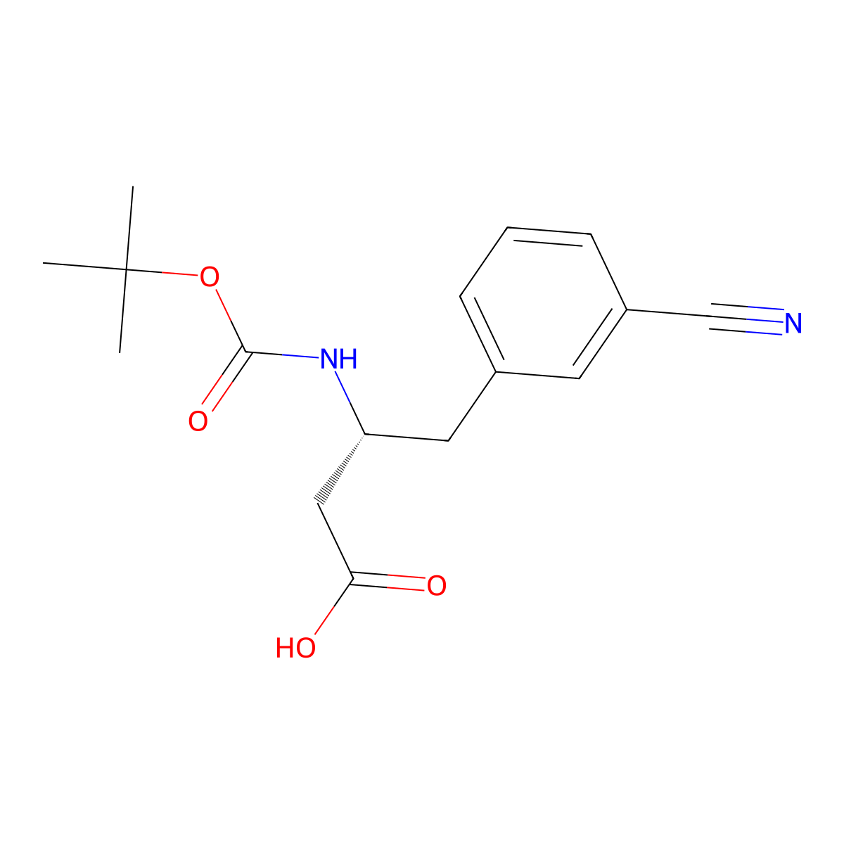 (R)-3-((tert-butoxycarbonyl)amino)-4-(3-cyanophenyl)butanoic acid molecular structure, CAS 269726-83-2