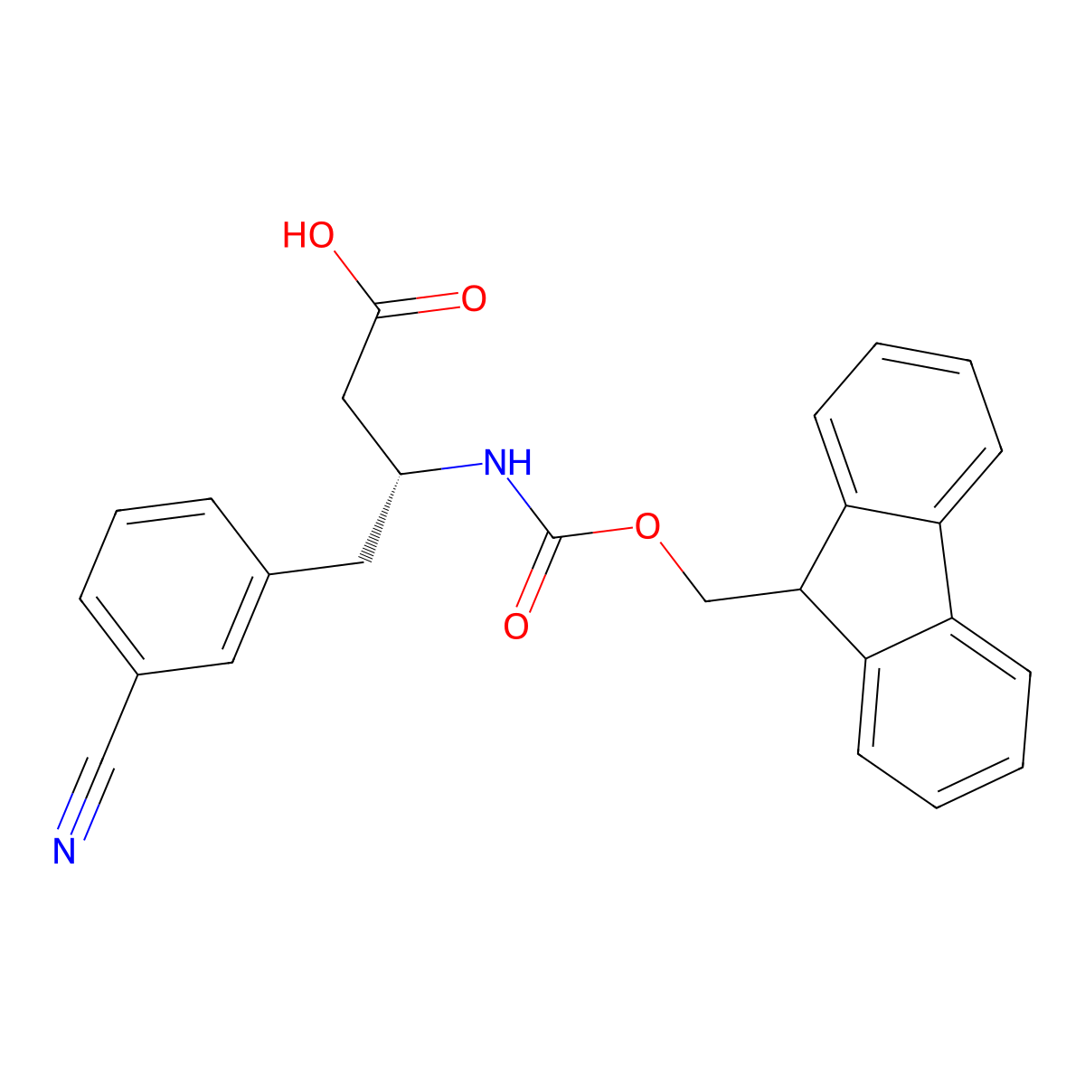 (R)-3-((((9H-Fluoren-9-yl)methoxy)carbonyl)amino)-4-(3-cyanophenyl)butanoic acid molecular structure, CAS 269726-84-3