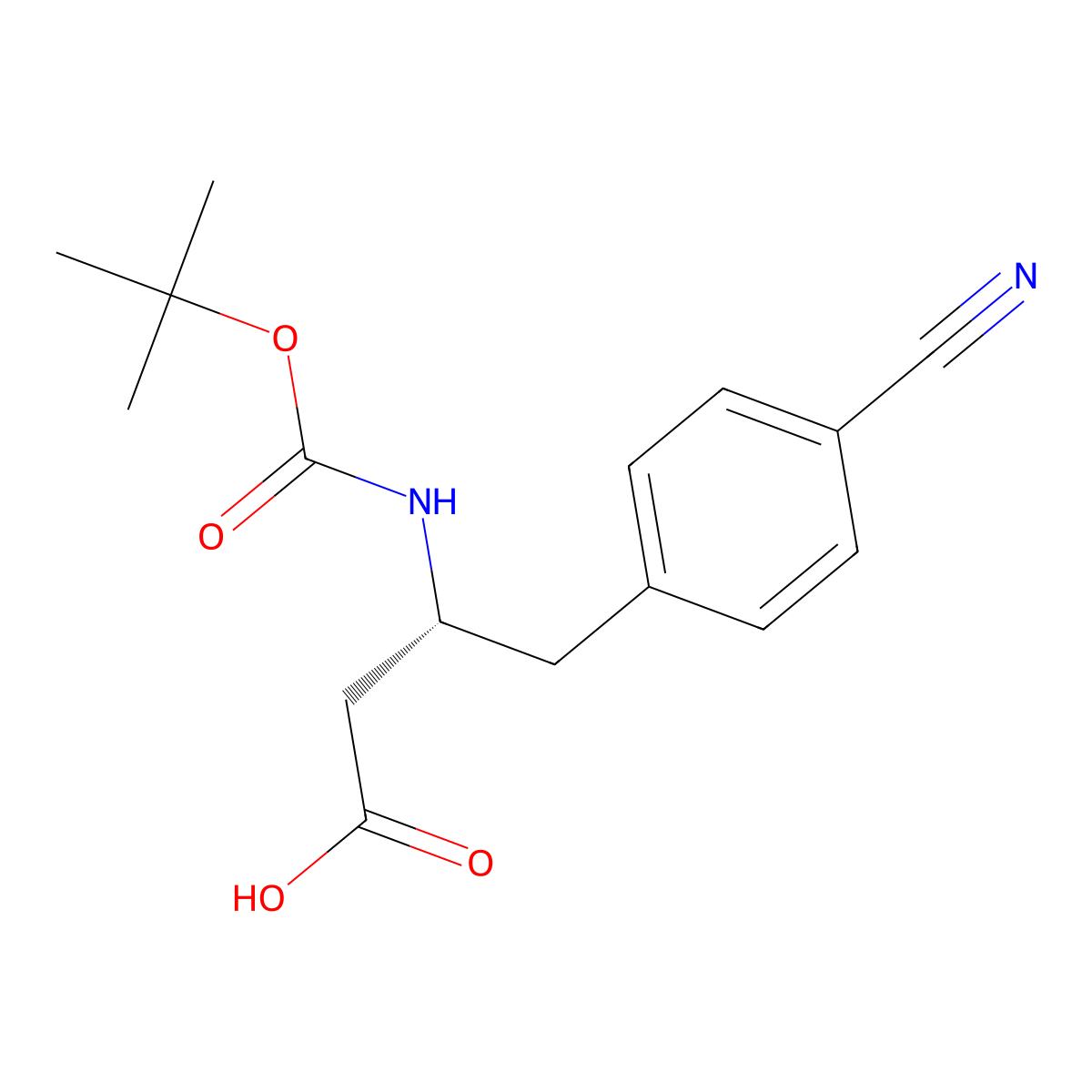 (3R)-3-(((tert-butoxy)carbonyl)amino)-4-(4-cyanophenyl)butanoic acid molecular structure, CAS 269726-86-5