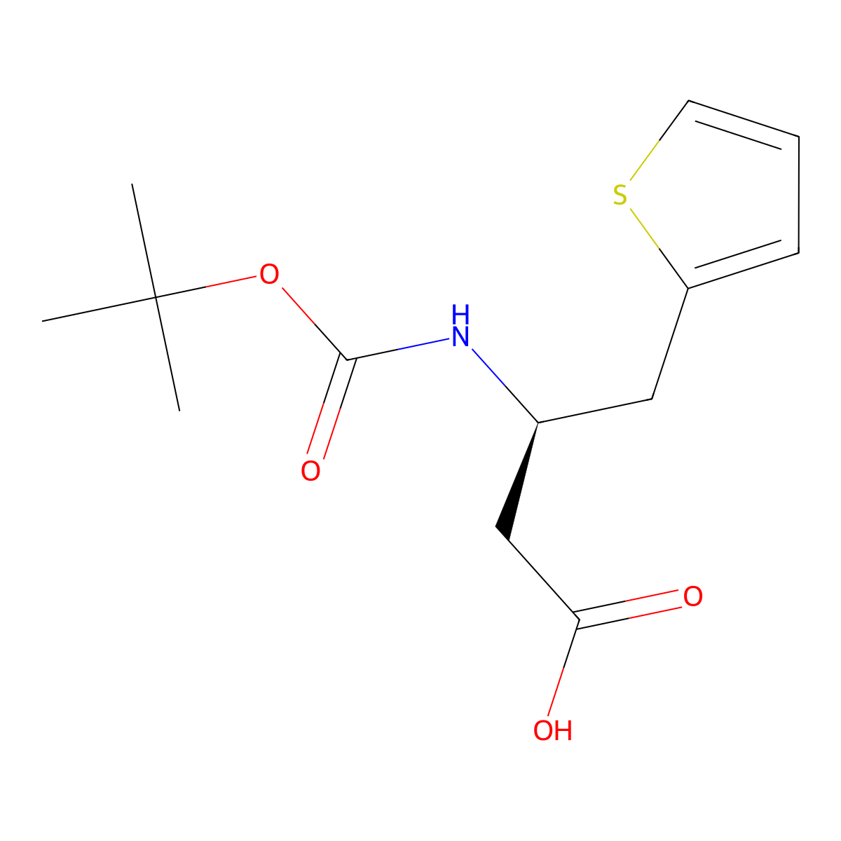 (R)-3-((tert-butoxycarbonyl)amino)-4-(thiophen-2-yl)butanoic acid molecular structure, CAS 269726-89-8