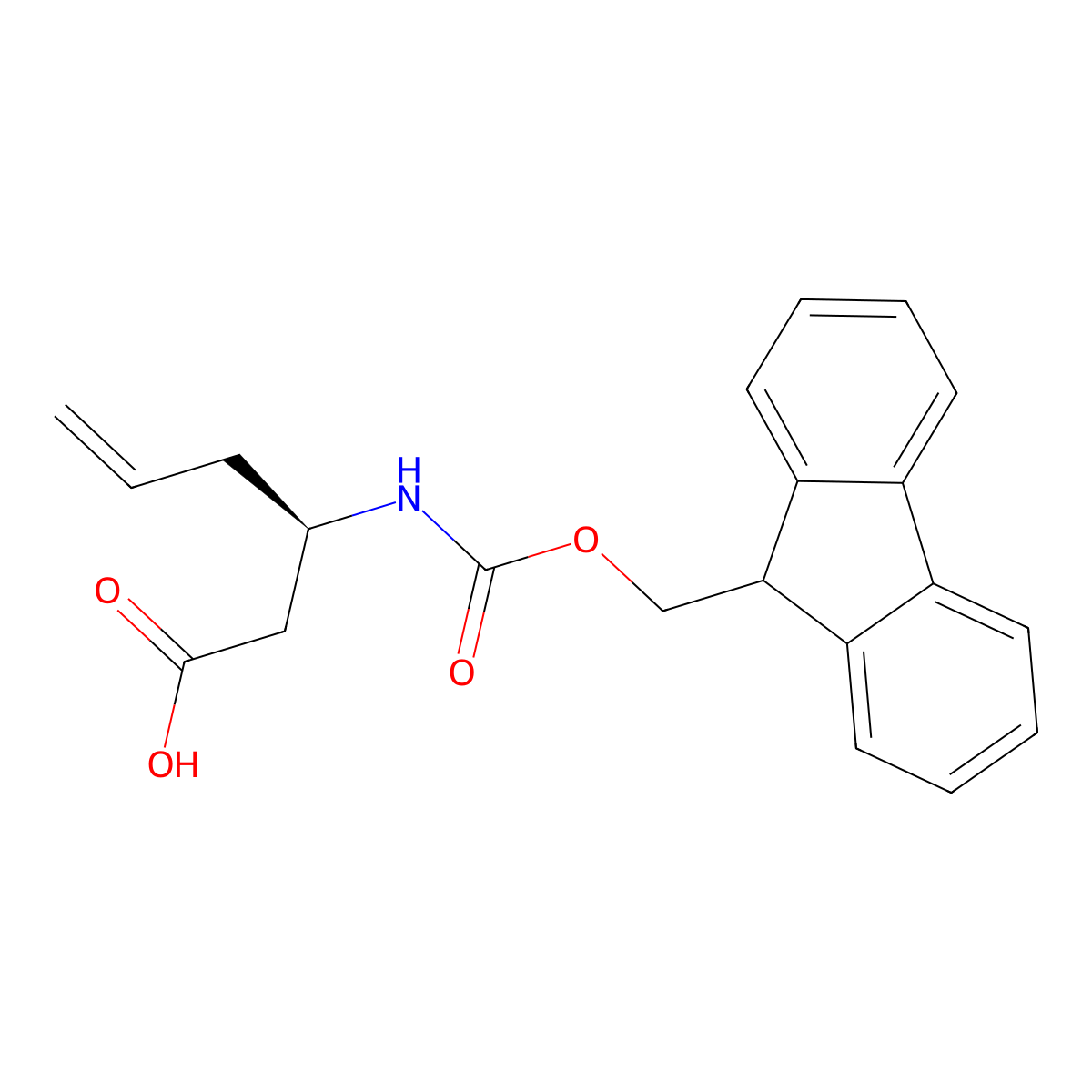 (3R)-3-((((9H-fluoren-9-yl)methoxy)carbonyl)amino)hex-5-enoic acid molecular structure, CAS 269726-95-6