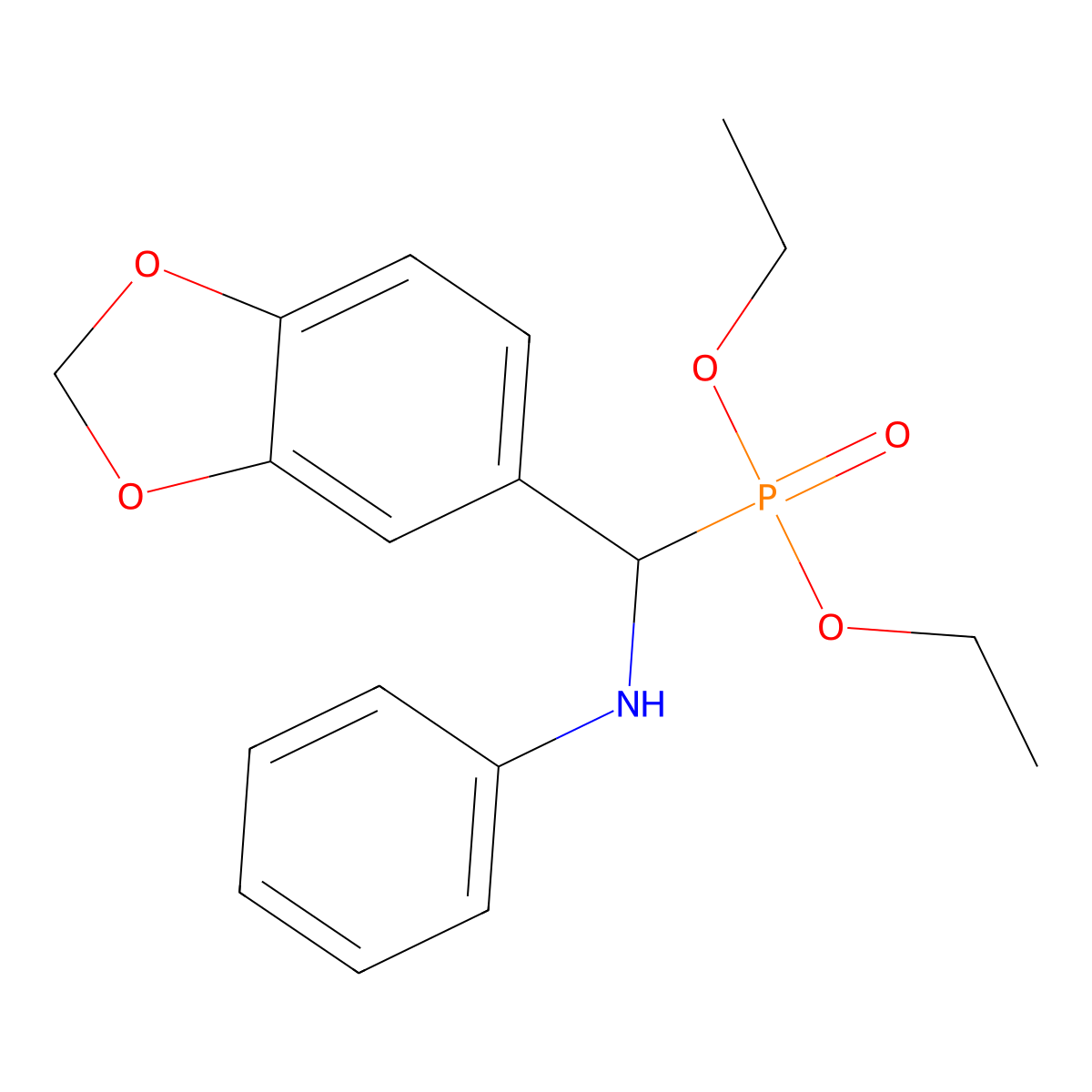 N-[1,3-benzodioxol-5-yl(diethoxyphosphoryl)methyl]aniline molecular structure, CAS 269729-26-2