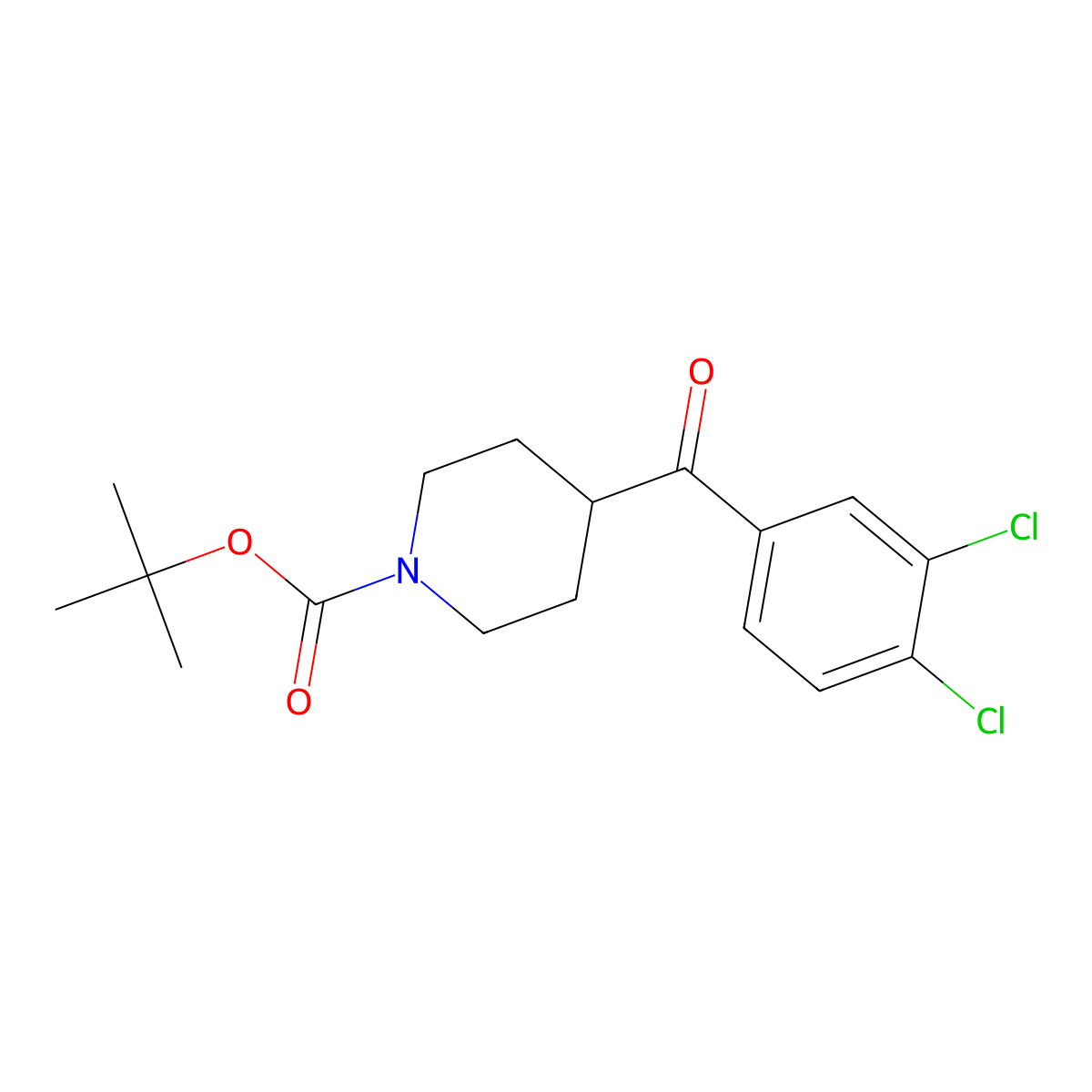 Tert-butyl 4-(3,4-dichlorobenzoyl)piperidine-1-carboxylate molecular structure, CAS 269731-79-5