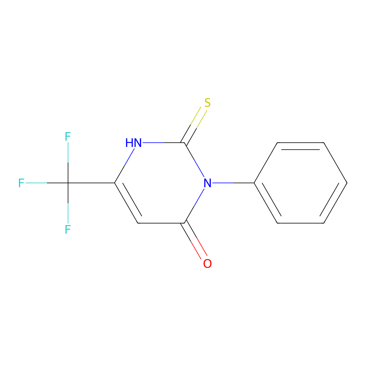 3-phenyl-2-thioxo-6-(trifluoromethyl)-2,3-dihydro-4(1H)-pyrimidinone molecular structure, CAS 269736-23-4
