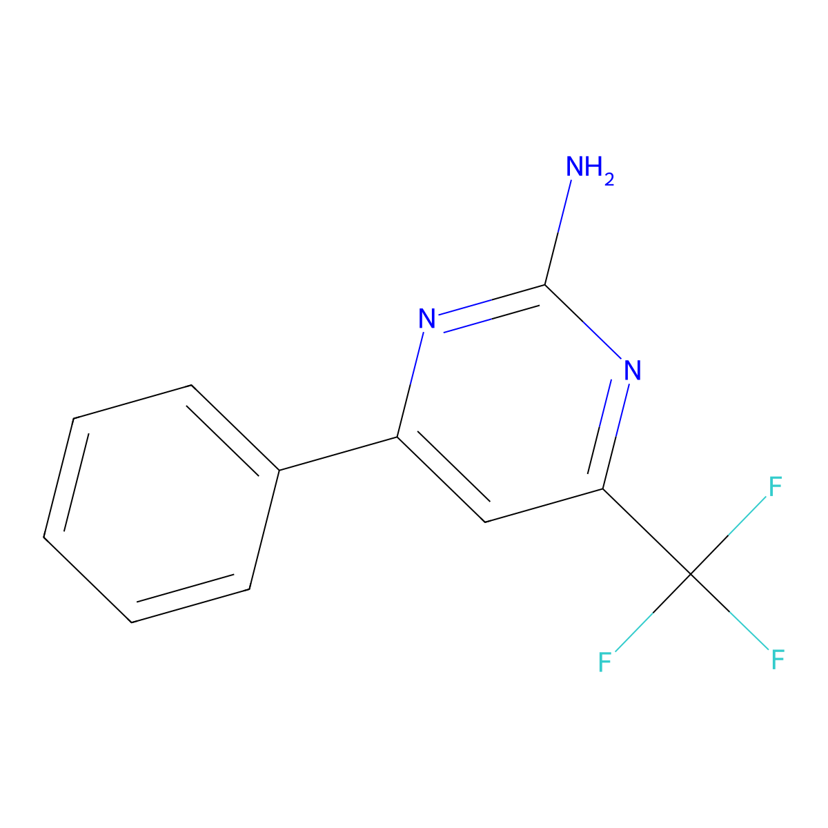 4-Phenyl-6-(trifluoromethyl)pyrimidin-2-amine molecular structure, CAS 26974-09-4