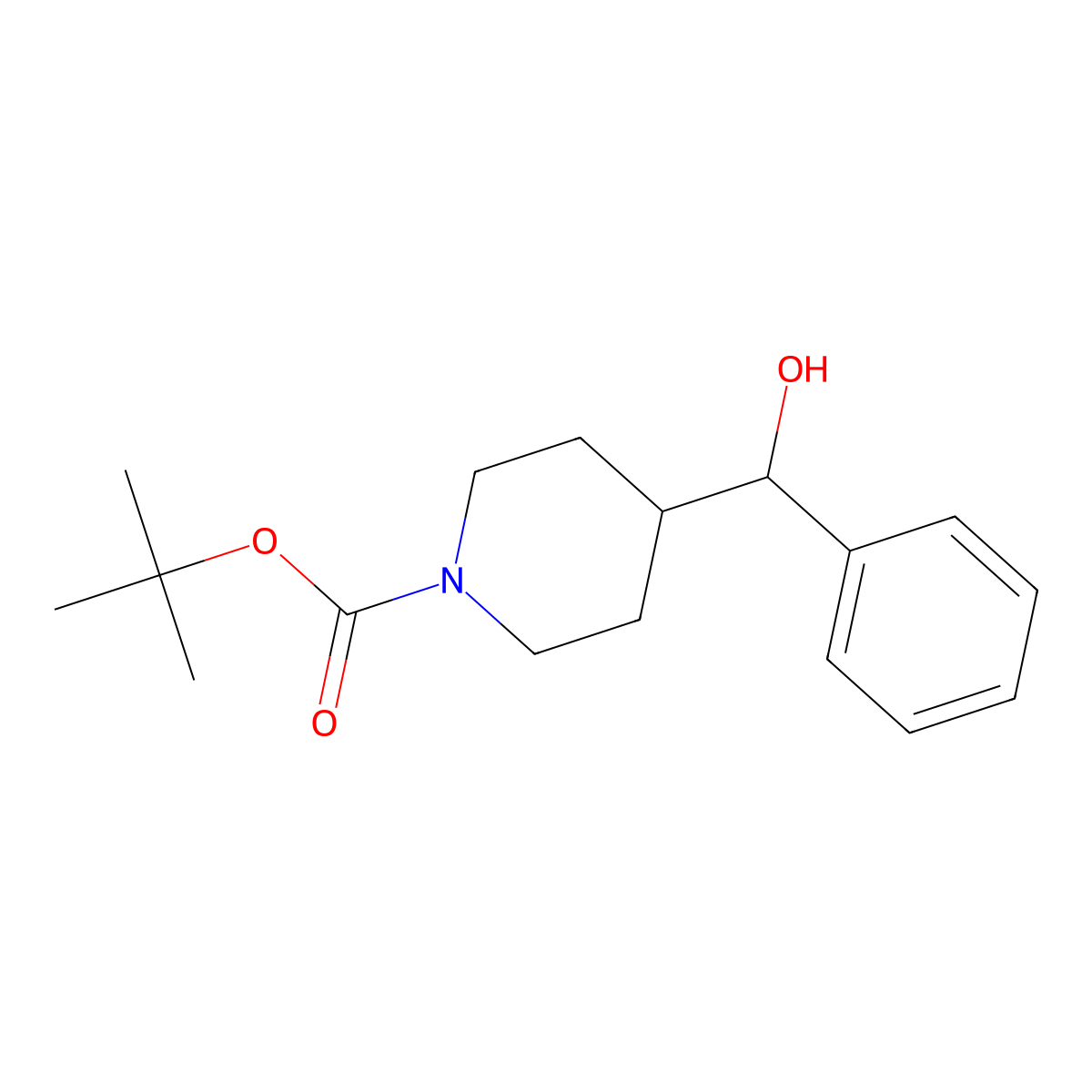Tert-butyl 4-[hydroxy(phenyl)methyl]piperidine-1-carboxylate molecular structure, CAS 269740-46-7
