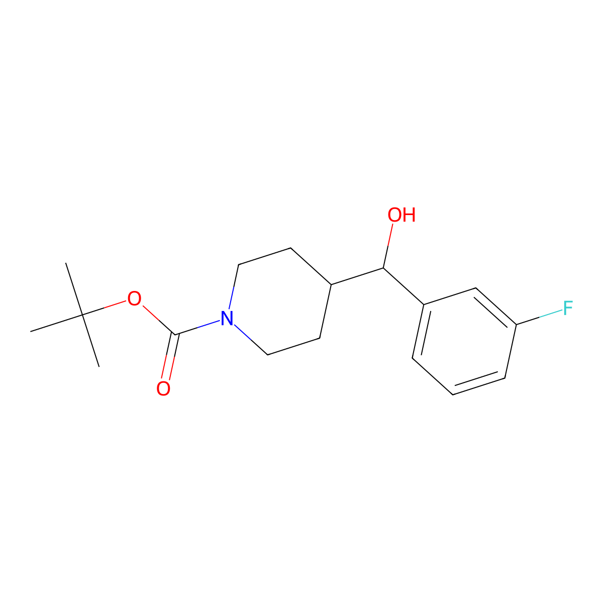 tert-Butyl 4-[(3-fluorophenyl)(hydroxy)methyl]piperidine-1-carboxylate molecular structure, CAS 269741-30-2