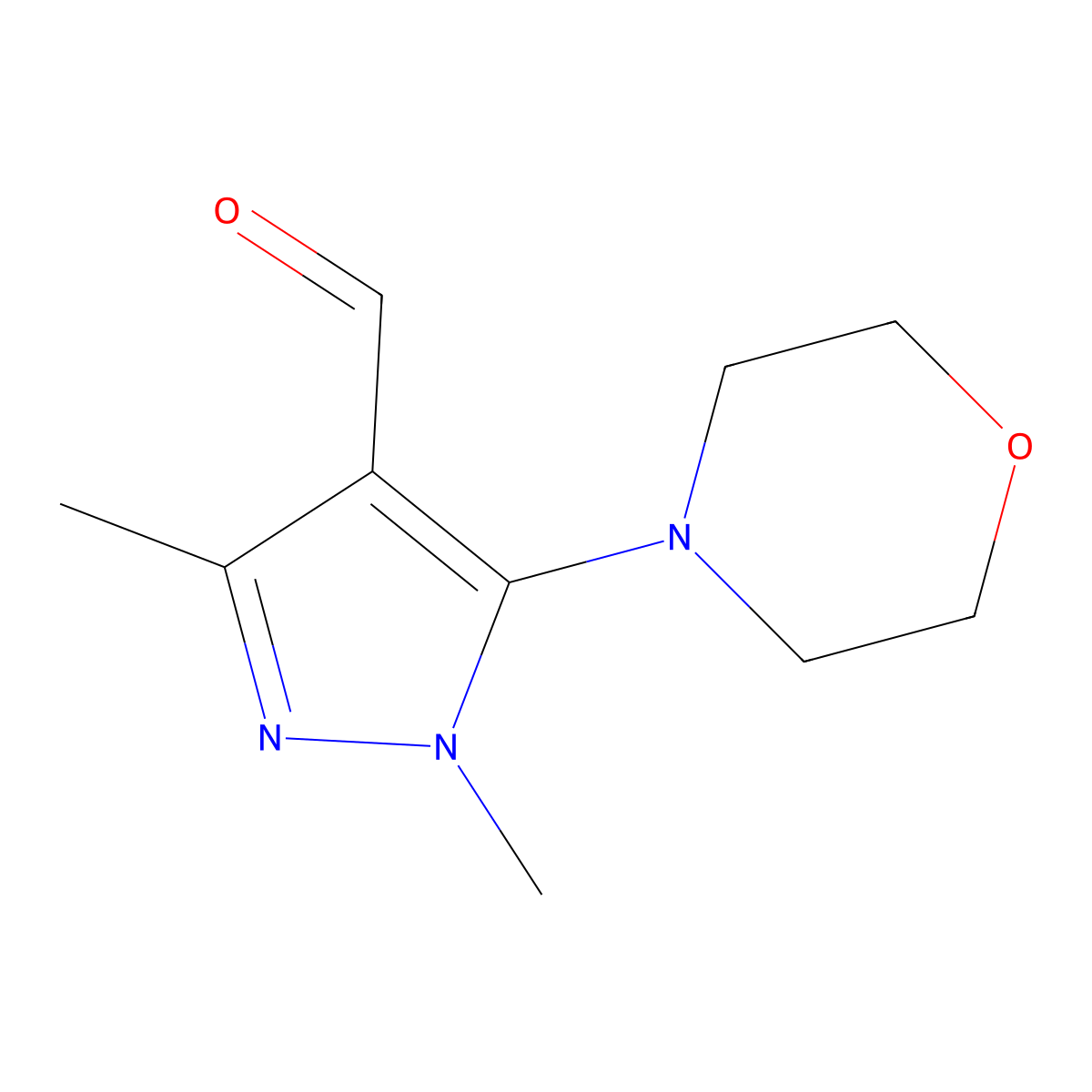 1,3-Dimethyl-5-(morpholin-4-yl)-1H-pyrazole-4-carbaldehyde molecular structure, CAS 26990-69-2
