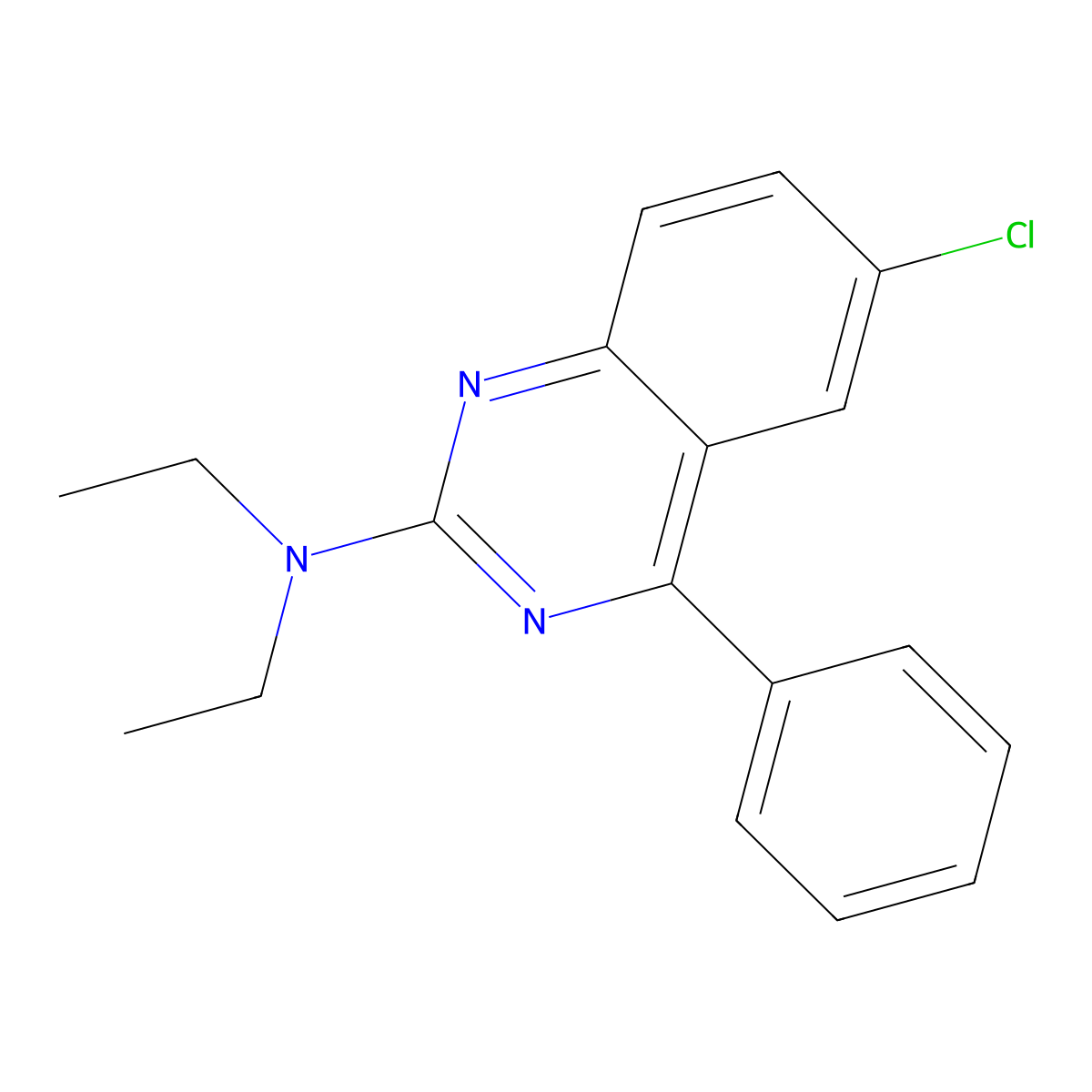 6-chloro-N,N-diethyl-4-phenylquinazolin-2-amine molecular structure, CAS 26990-79-4