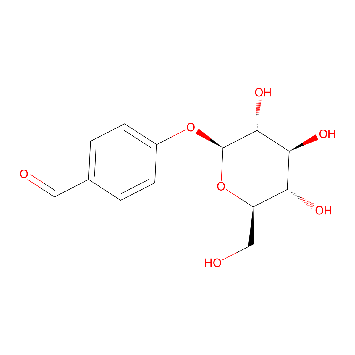 4-(((2S,3R,4S,5S,6R)-3,4,5-Trihydroxy-6-(hydroxymethyl)tetrahydro-2H-pyran-2-yl)oxy)benzaldehyde molecular structure, CAS 26993-16-8