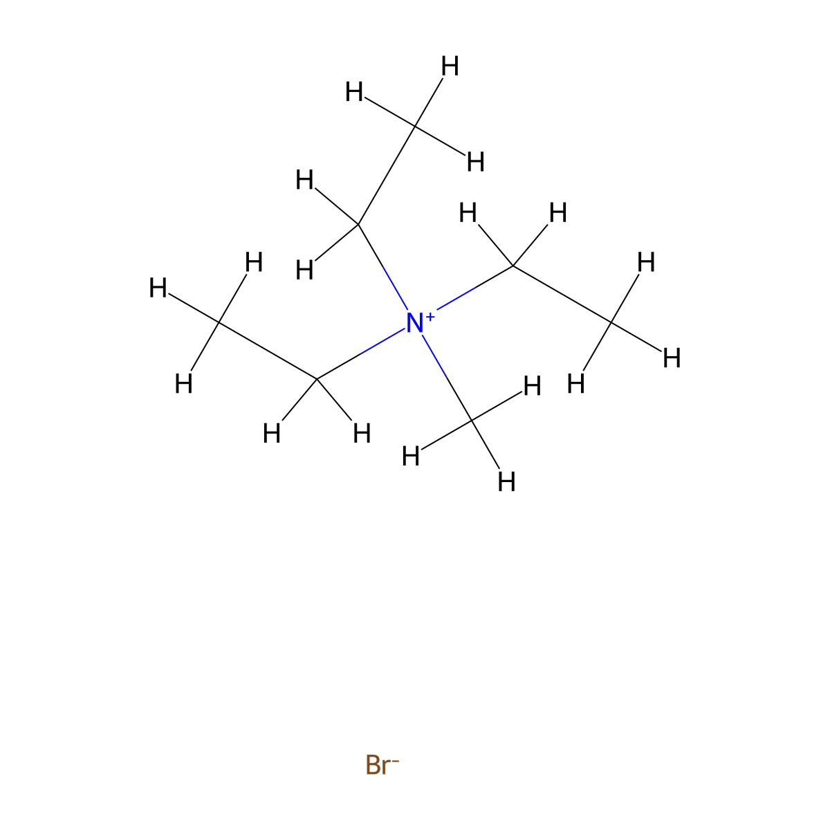 Triethylmethylammonium bromide molecular structure, CAS 2700-16-5