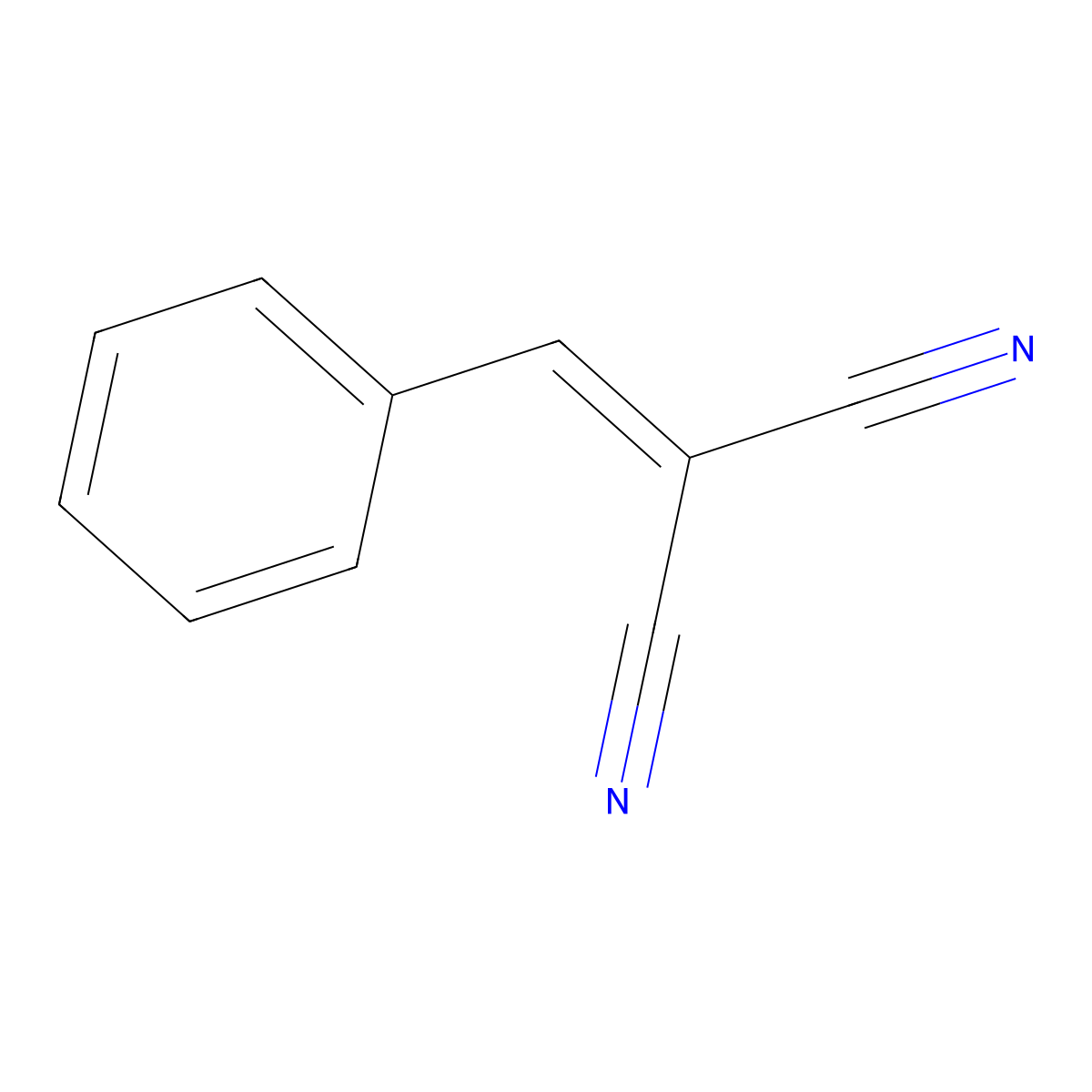 Malononitrile, benzylidene- molecular structure, CAS 2700-22-3