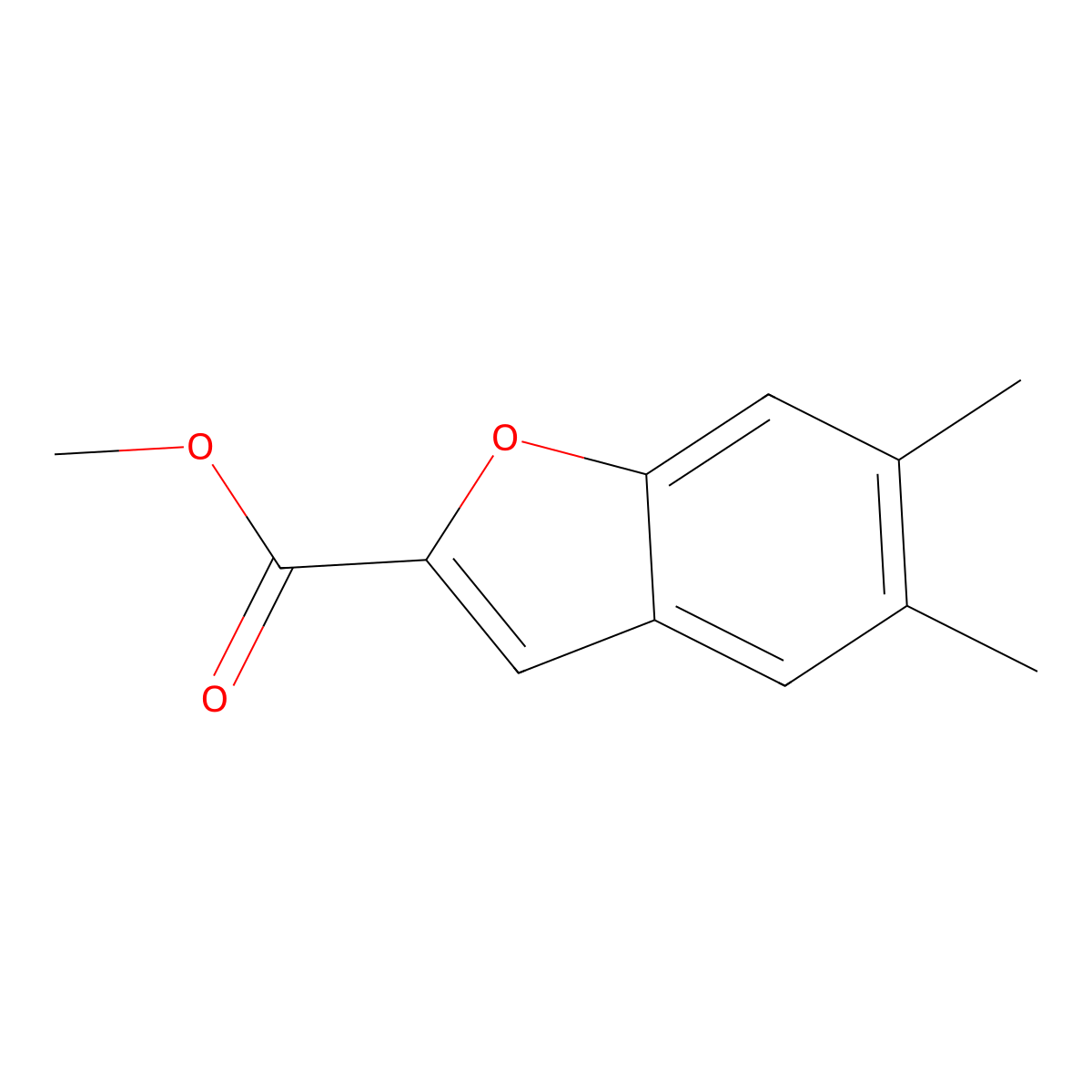 Methyl 5,6-dimethyl-1-benzofuran-2-carboxylate molecular structure, CAS 2700-41-6