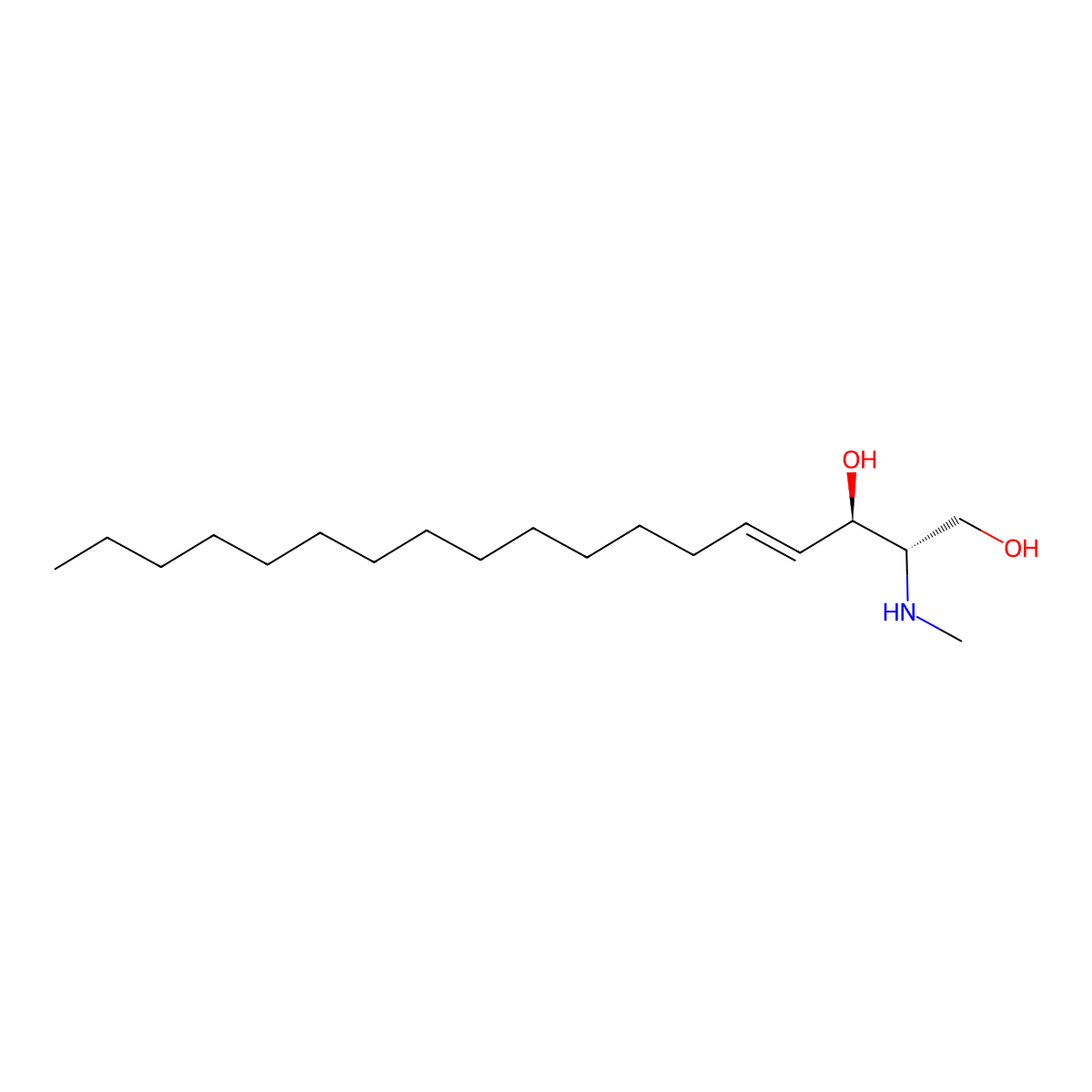4-Octadecene-1,3-diol, 2-(methylamino)-, (2S,3R,4E)- molecular structure, CAS 2700-62-1