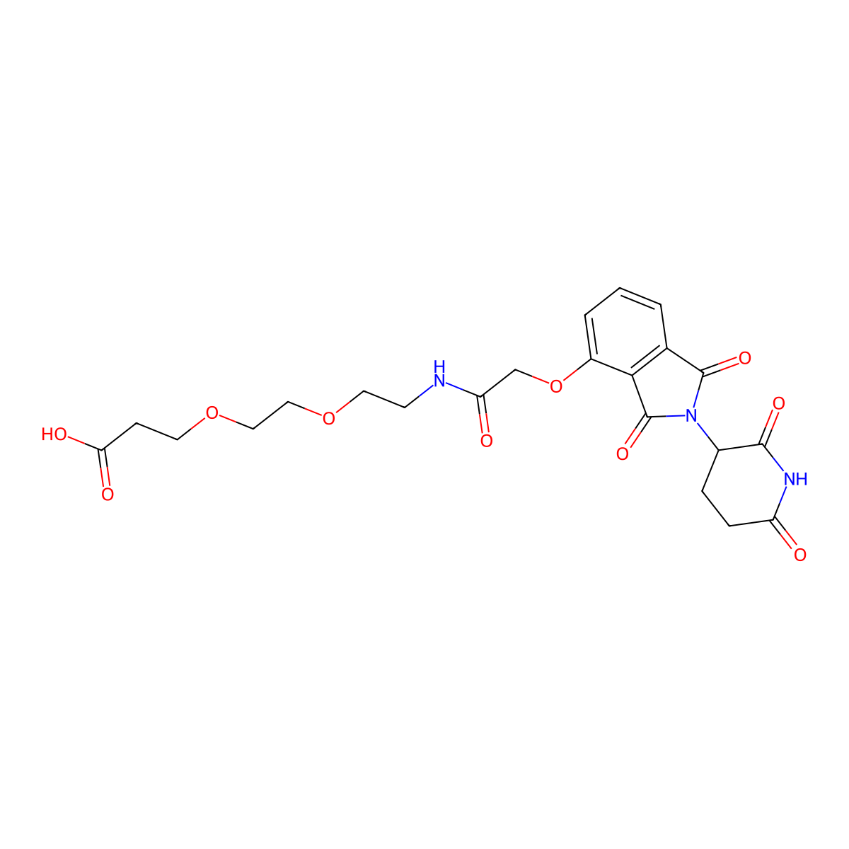 3-(2-(2-(2-((2-(2,6-Dioxopiperidin-3-yl)-1,3-dioxoisoindolin-4-yl)oxy)acetamido)ethoxy)ethoxy)propanoic acid molecular structure, CAS 2700243-67-8