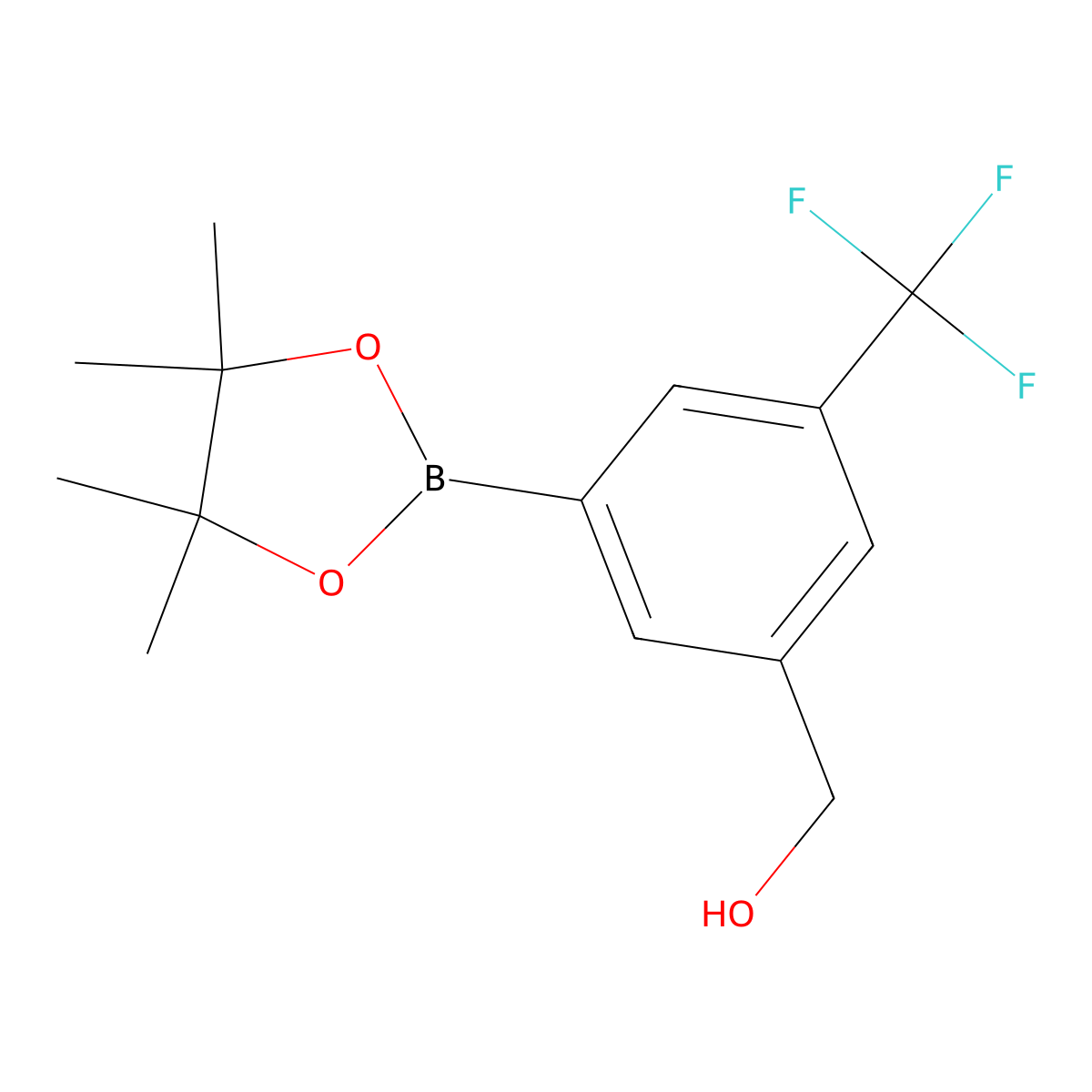 (3-(4,4,5,5-Tetramethyl-1,3,2-dioxaborolan-2-yl)-5-(trifluoromethyl)phenyl)methanol molecular structure, CAS 2700298-05-9