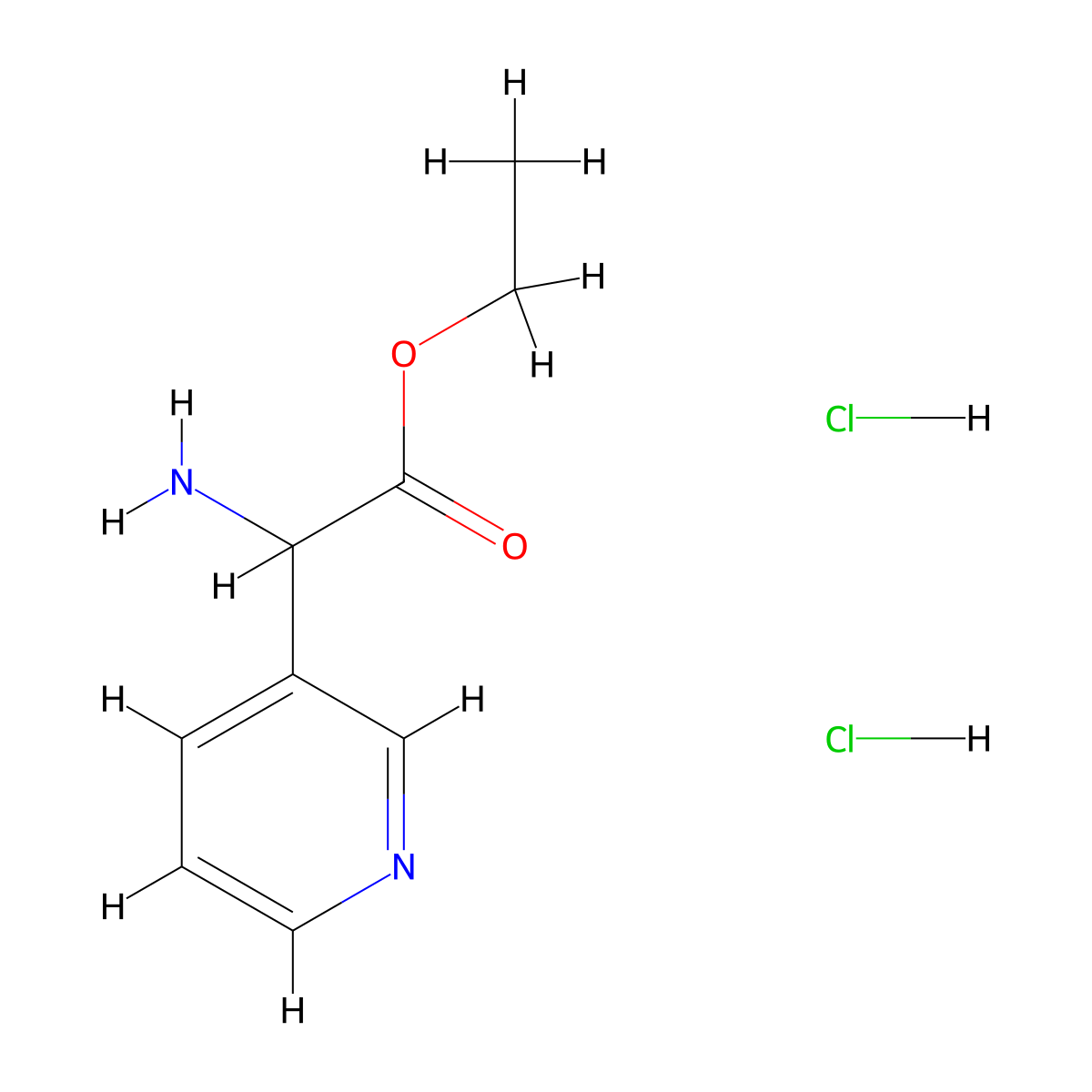 Ethyl 2-amino-2-(pyridin-3-yl)acetate dihydrochloride molecular structure, CAS 2700400-21-9