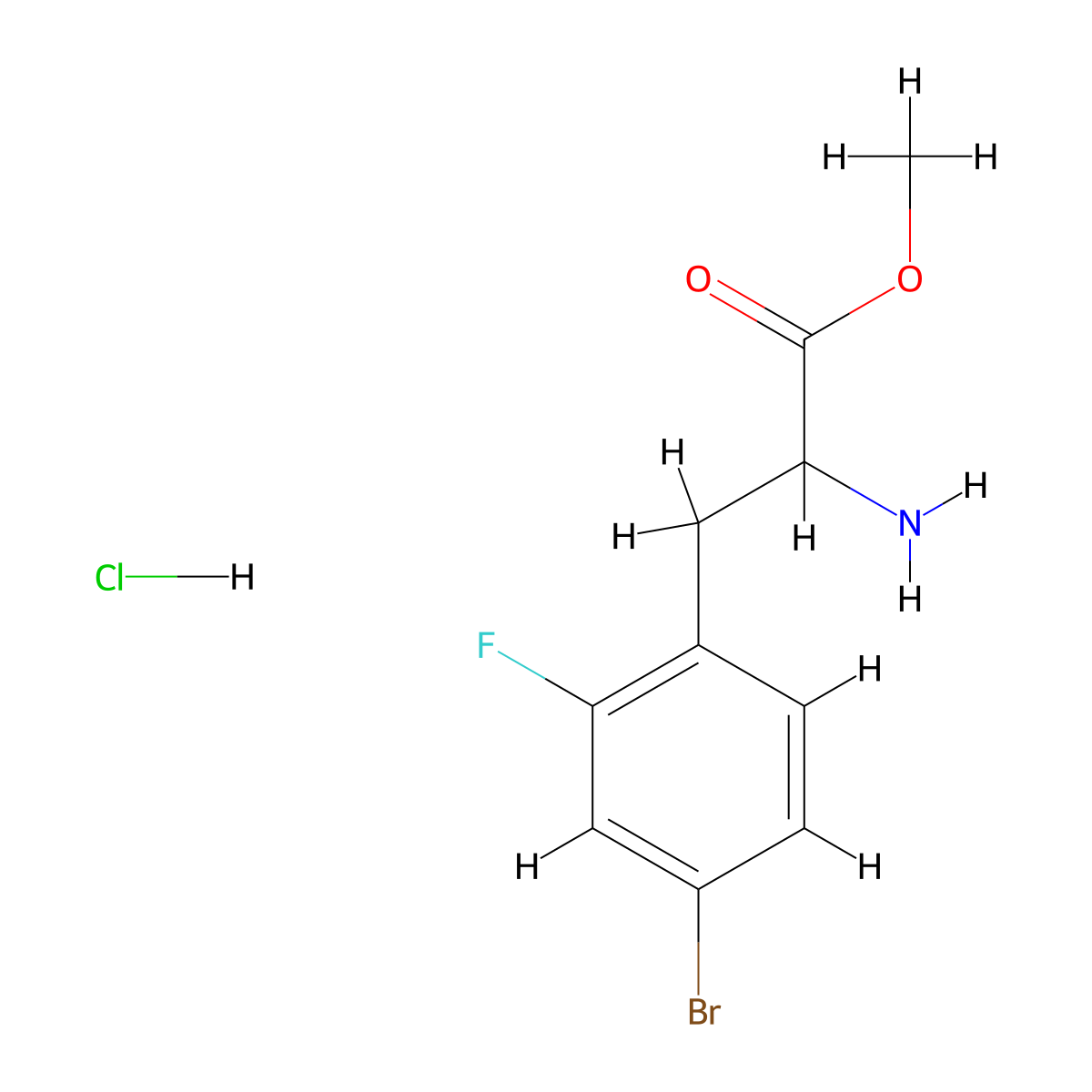 Methyl 2-amino-3-(4-bromo-2-fluorophenyl)propanoate hydrochloride molecular structure, CAS 2700463-07-4