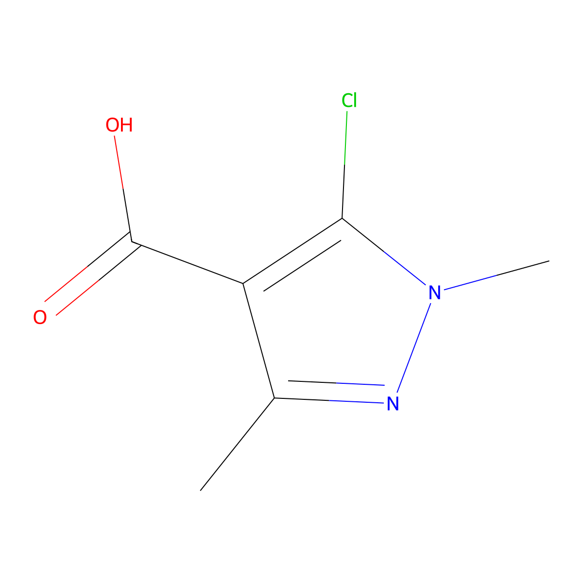 5-chloro-1,3-dimethyl-1H-pyrazole-4-carboxylic acid molecular structure, CAS 27006-82-2