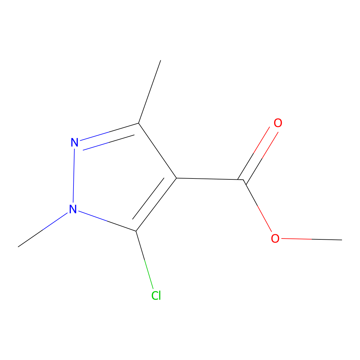 methyl 5-chloro-1,3-dimethyl-1H-pyrazole-4-carboxylate molecular structure, CAS 27006-89-9