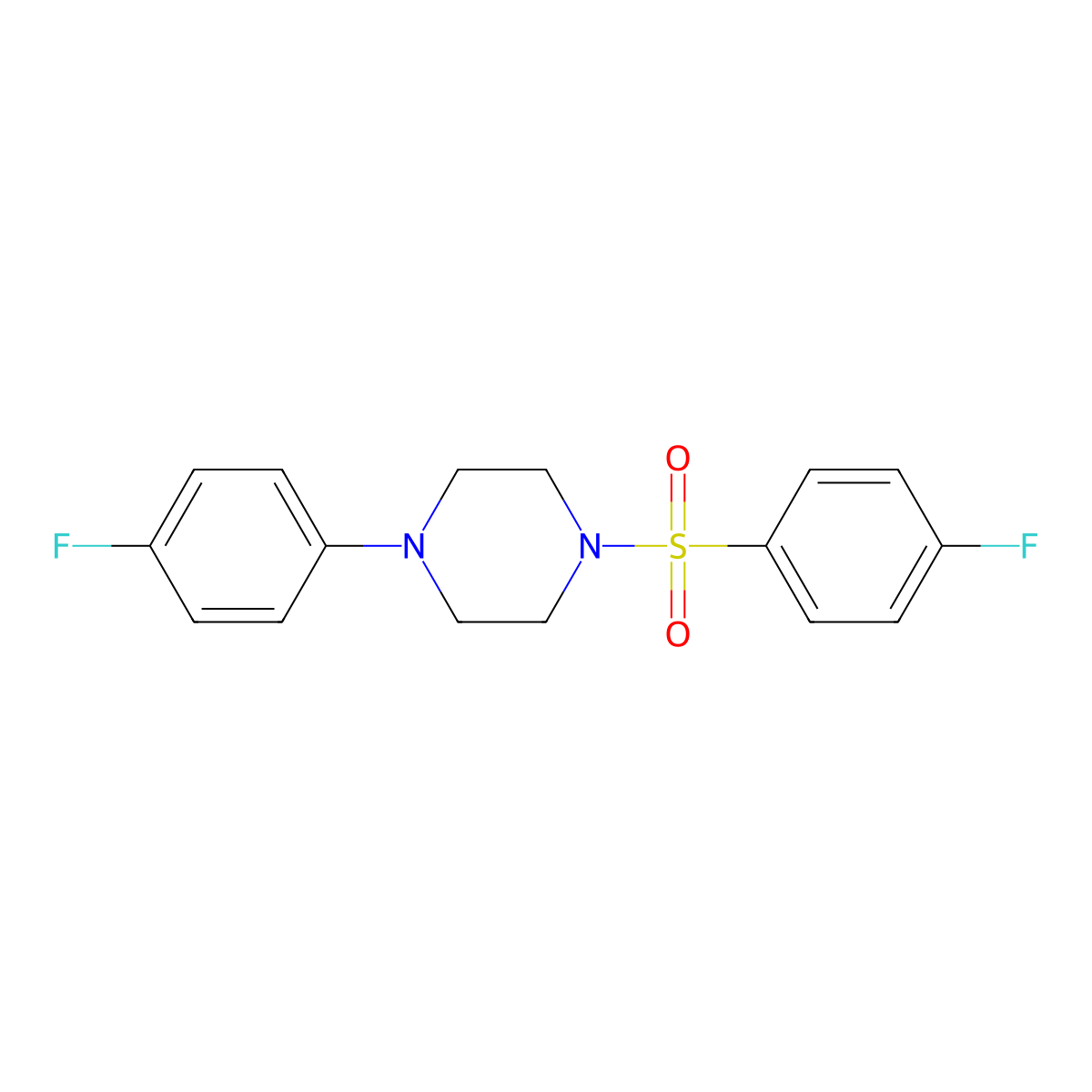 1-(4-Fluorophenyl)-4-(4-fluorophenyl)sulfonylpiperazine molecular structure, CAS 270062-73-2