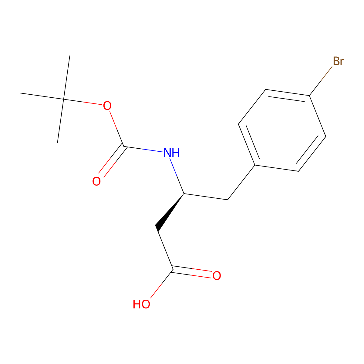 (3S)-4-(4-bromophenyl)-3-{[(tert-butoxy)carbonyl]amino}butanoic acid molecular structure, CAS 270062-85-6