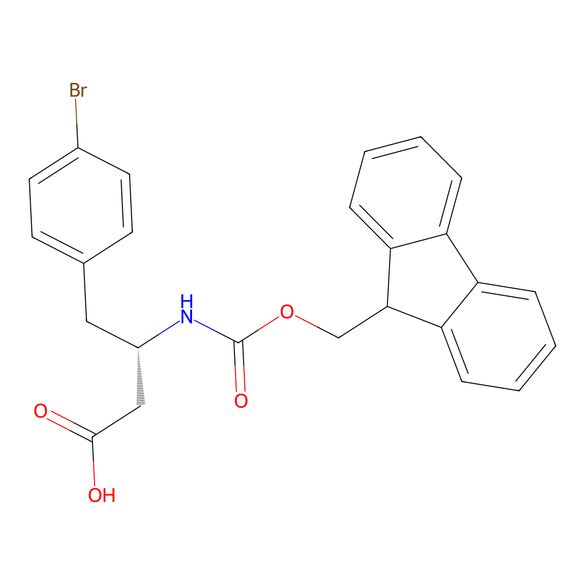 (S)-3-((((9H-Fluoren-9-yl)methoxy)carbonyl)amino)-4-(4-bromophenyl)butanoic acid molecular structure, CAS 270062-86-7