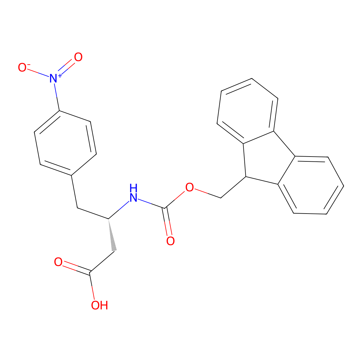 (S)-3-((((9H-Fluoren-9-yl)methoxy)carbonyl)amino)-4-(4-nitrophenyl)butanoic acid molecular structure, CAS 270062-88-9