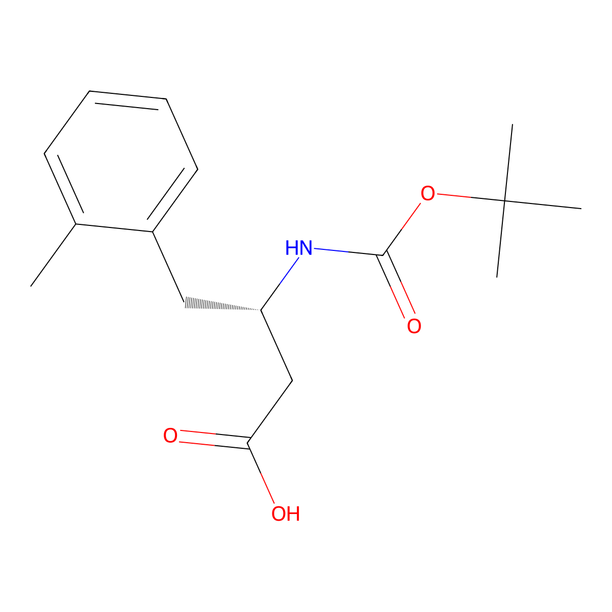 (S)-3-((tert-butoxycarbonyl)amino)-4-(o-tolyl)butanoic acid molecular structure, CAS 270062-90-3