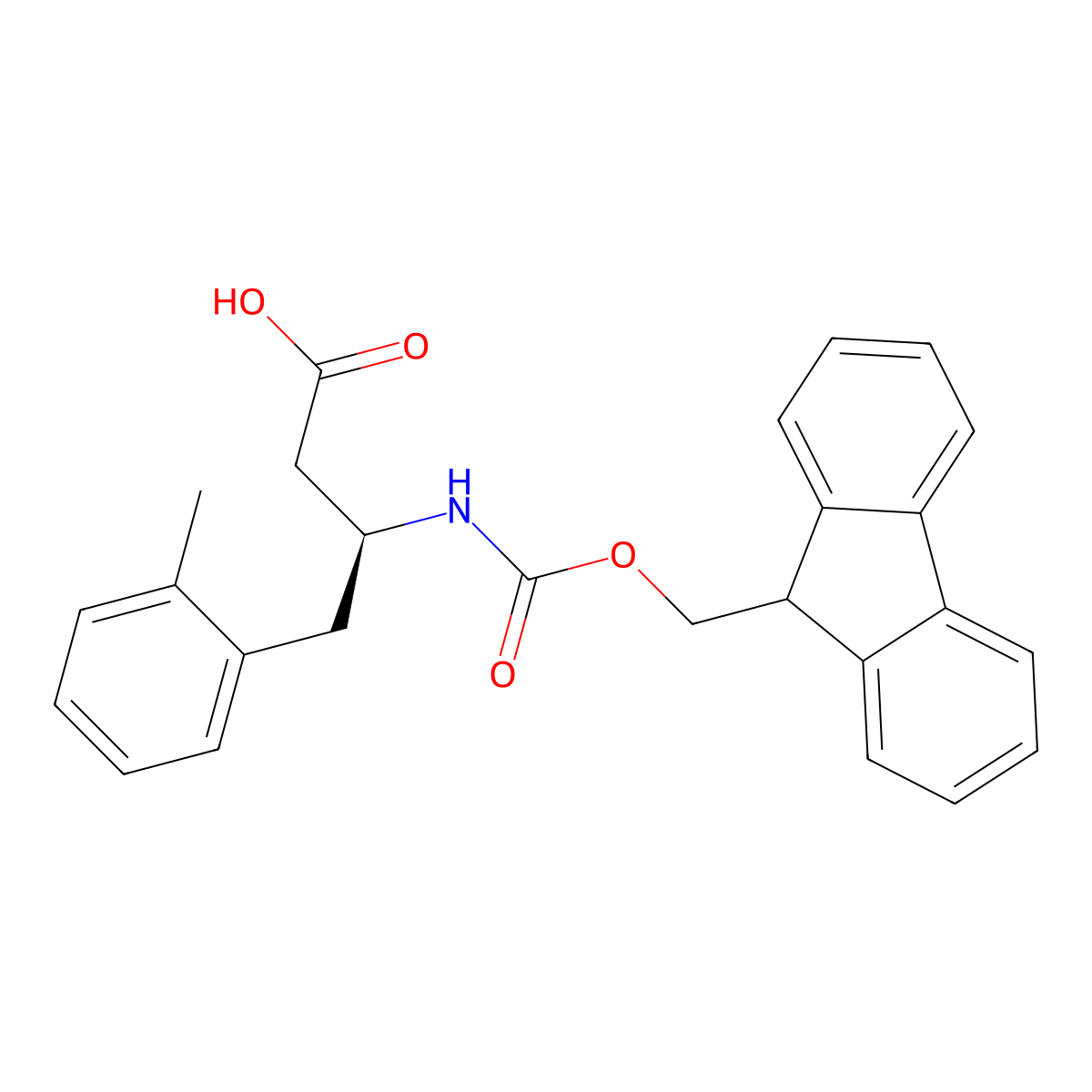 (S)-3-((((9H-fluoren-9-yl)methoxy)carbonyl)amino)-4-(o-tolyl)butanoic acid molecular structure, CAS 270062-91-4