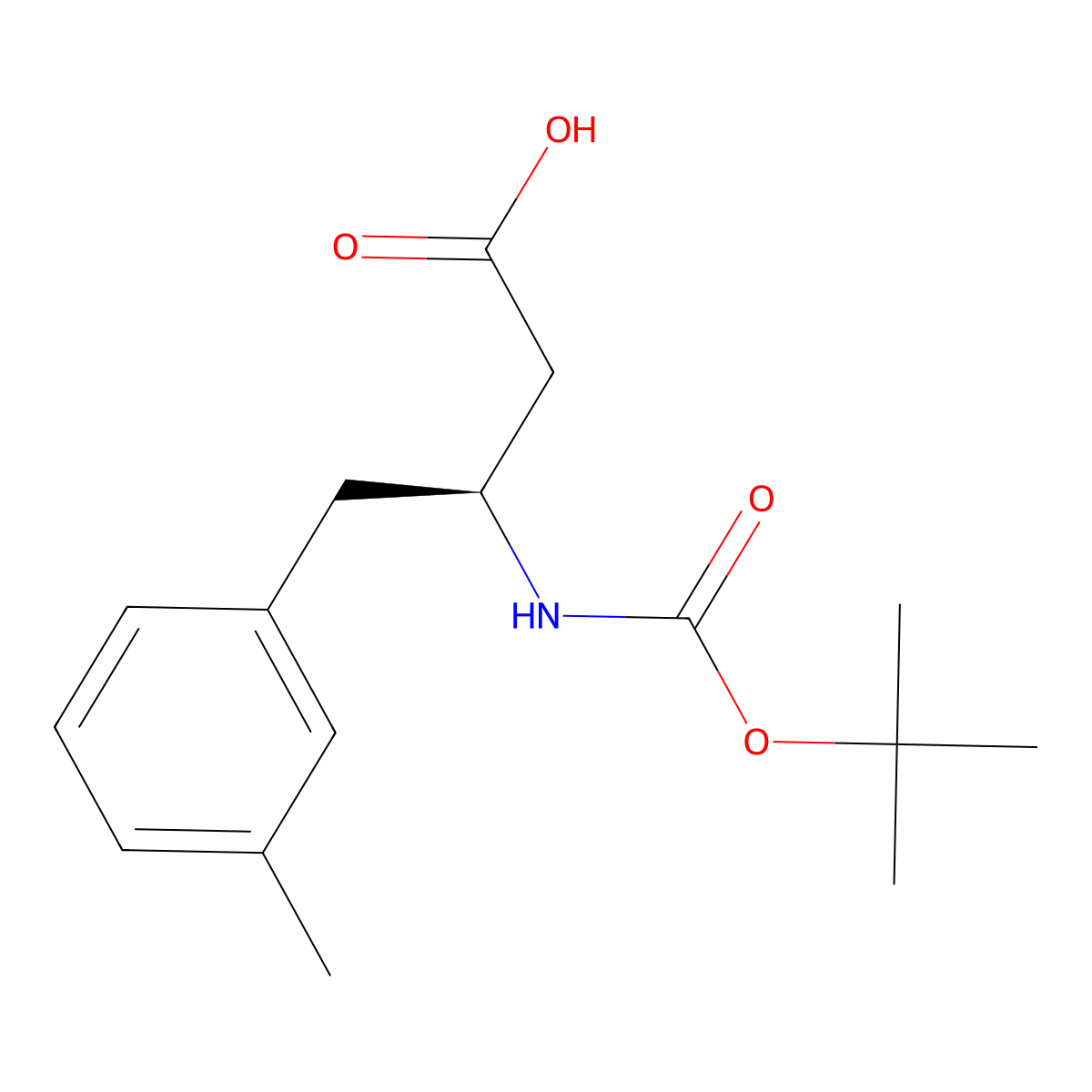 (S)-3-((tert-butoxycarbonyl)amino)-4-(m-tolyl)butanoic acid molecular structure, CAS 270062-93-6