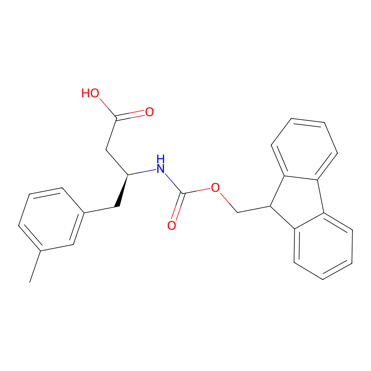 (S)-3-((((9H-Fluoren-9-yl)methoxy)carbonyl)amino)-4-(m-tolyl)butanoic acid molecular structure, CAS 270062-94-7