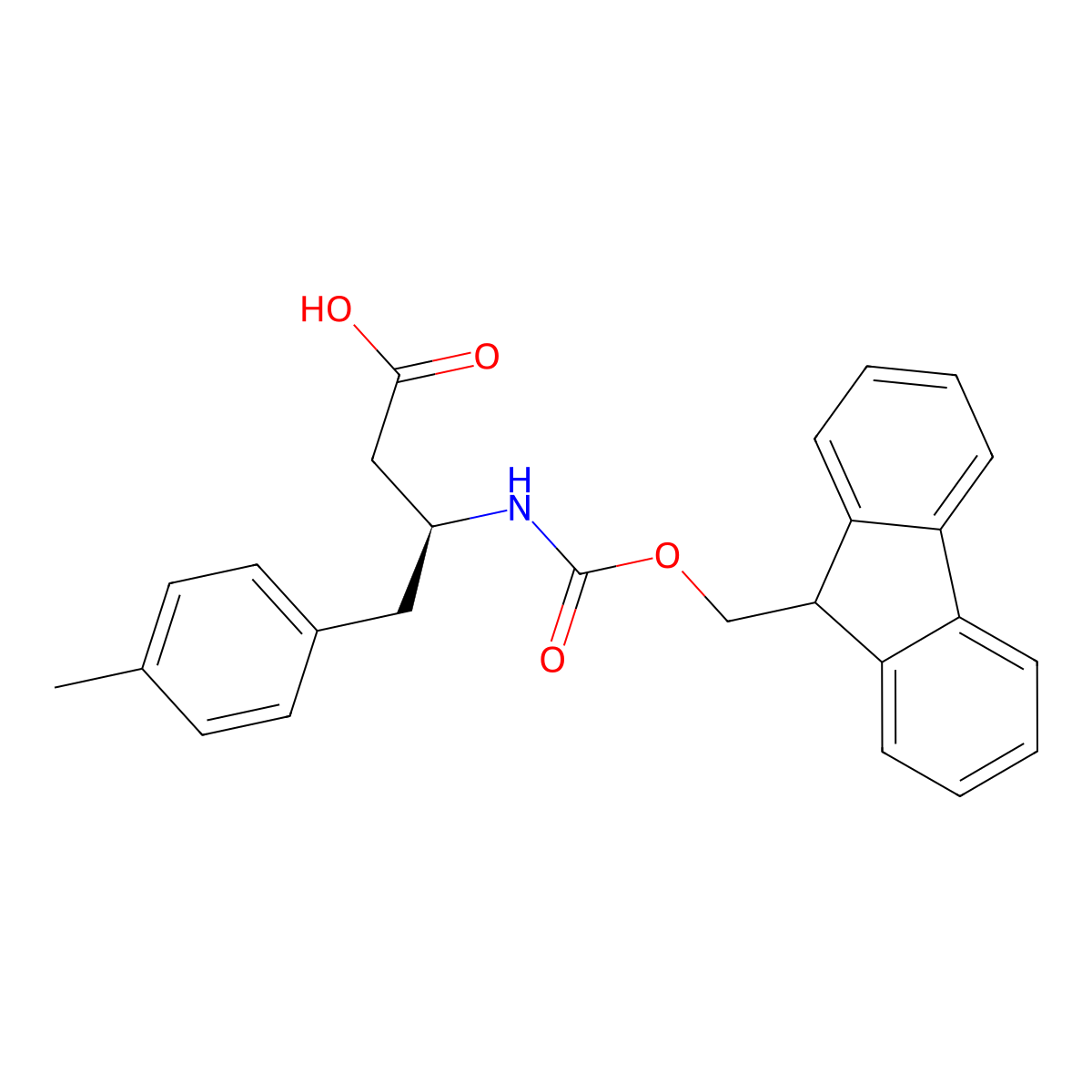 (3S)-3-((((9H-fluoren-9-yl)methoxy)carbonyl)amino)-4-(4-methylphenyl)butanoic acid molecular structure, CAS 270062-97-0
