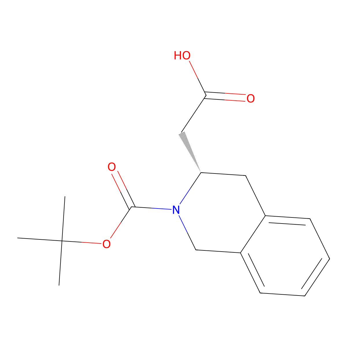 2-((3S)-2-((tert-butoxy)carbonyl)-1,2,3,4-tetrahydroisoquinolin-3-yl)acetic acid molecular structure, CAS 270062-98-1