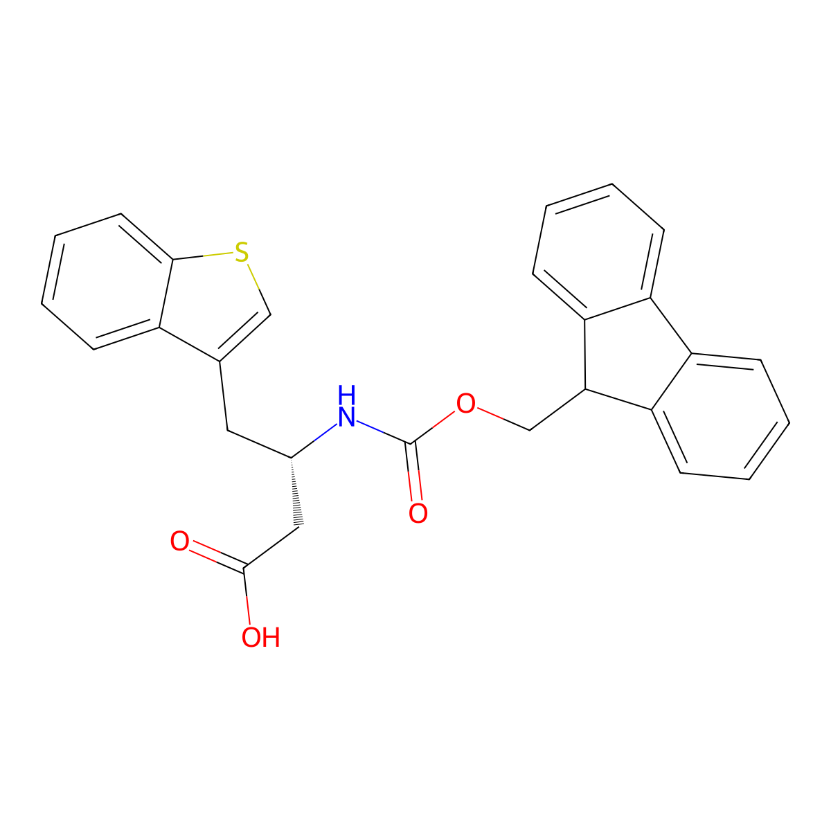 (S)-3-((((9H-Fluoren-9-yl)methoxy)carbonyl)amino)-4-(benzo[b]thiophen-3-yl)butanoic acid molecular structure, CAS 270063-46-2