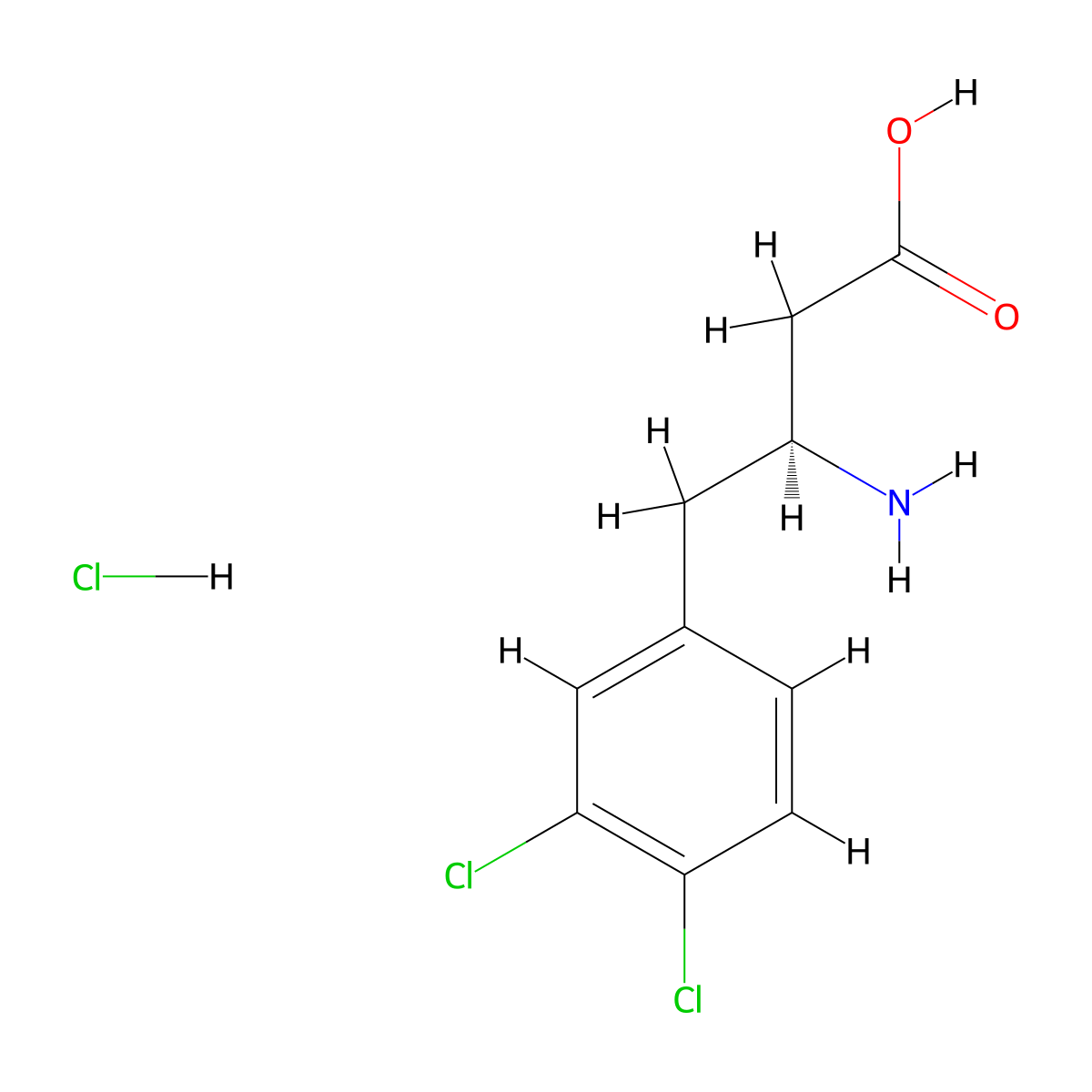 (S)-3-Amino-4-(3,4-dichlorophenyl)butanoic acid hydrochloride molecular structure, CAS 270063-50-8