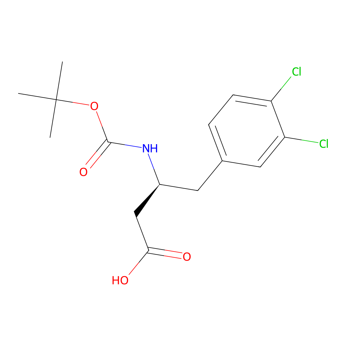 (S)-3-((tert-Butoxycarbonyl)amino)-4-(3,4-dichlorophenyl)butanoic acid molecular structure, CAS 270063-51-9